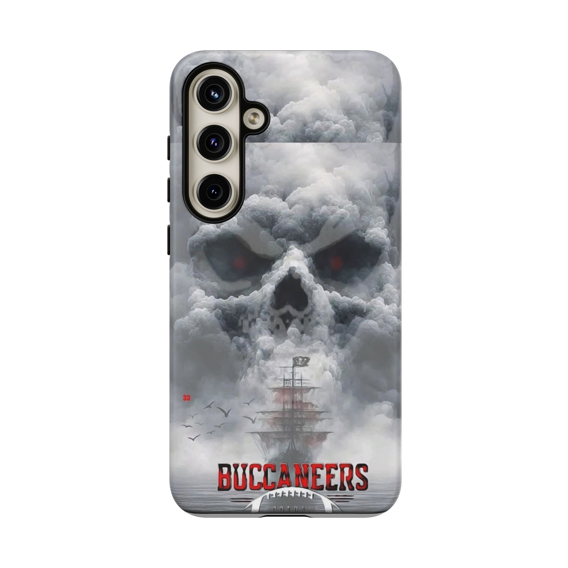 Skull Pirate Ship Football Buccaneers Tough Cases for iPhones, Samsung, and Pixel