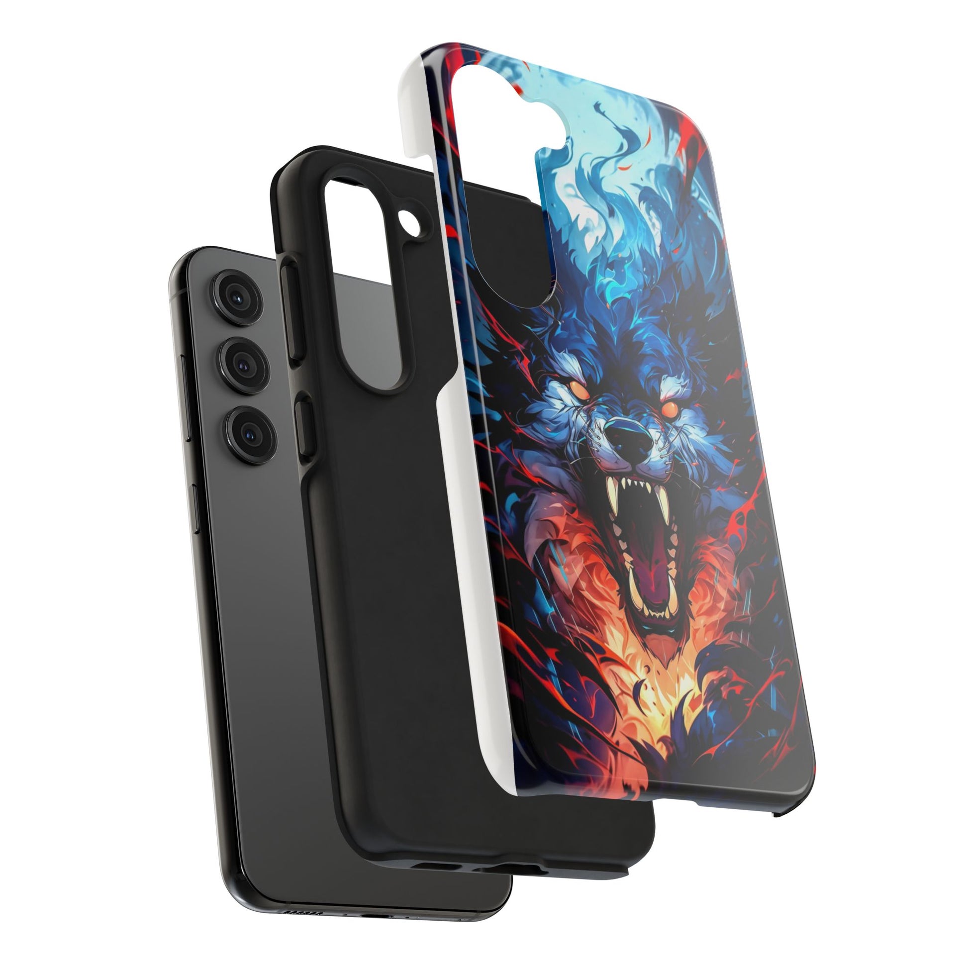 Aggressive Wolf Art Themed Tough Phone Cases for Iphones & Samsung Phones