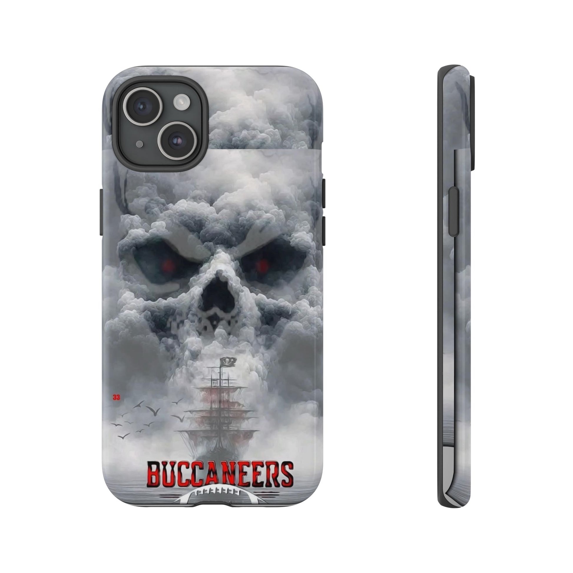 Skull Pirate Ship Football Buccaneers Tough Cases for iPhones, Samsung, and Pixel