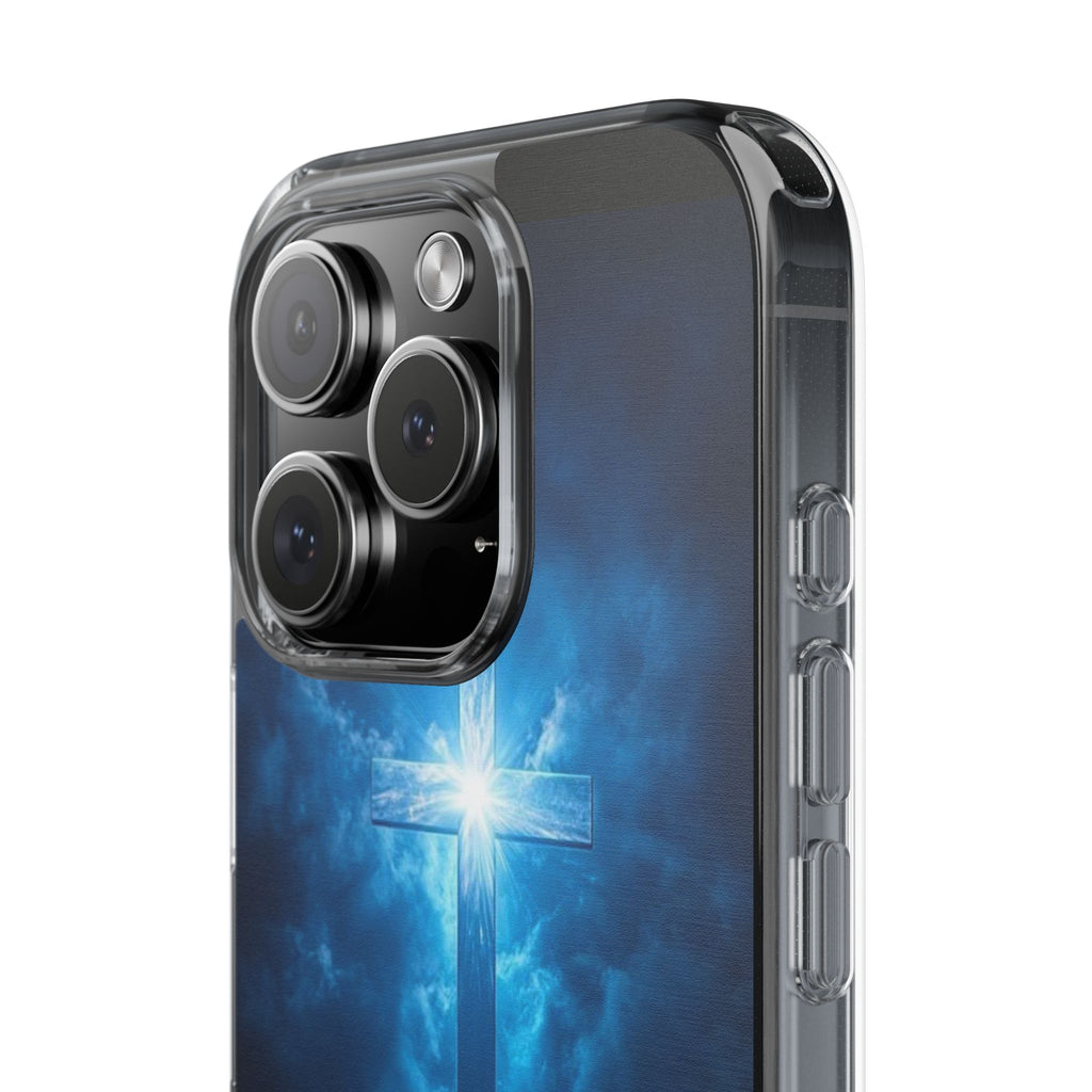 Religious Phone Case, Christian Cross in Clouds Art, Phone Accessories, Samsung