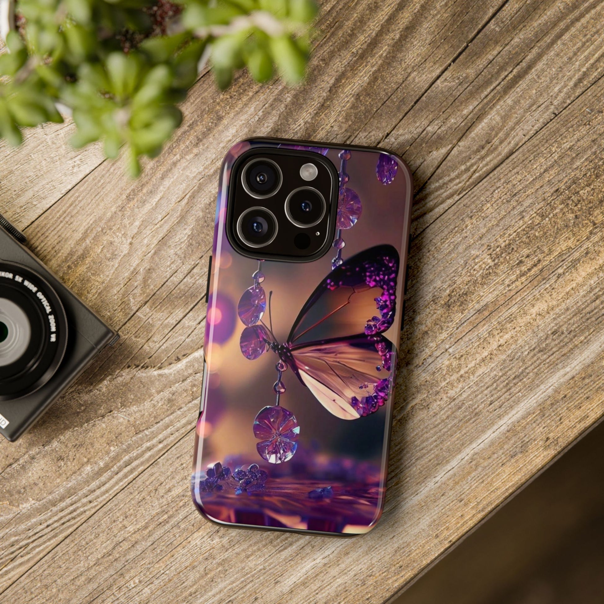 Purple Butterfly Tough Cases for iPhones, Samsung, and Pixel