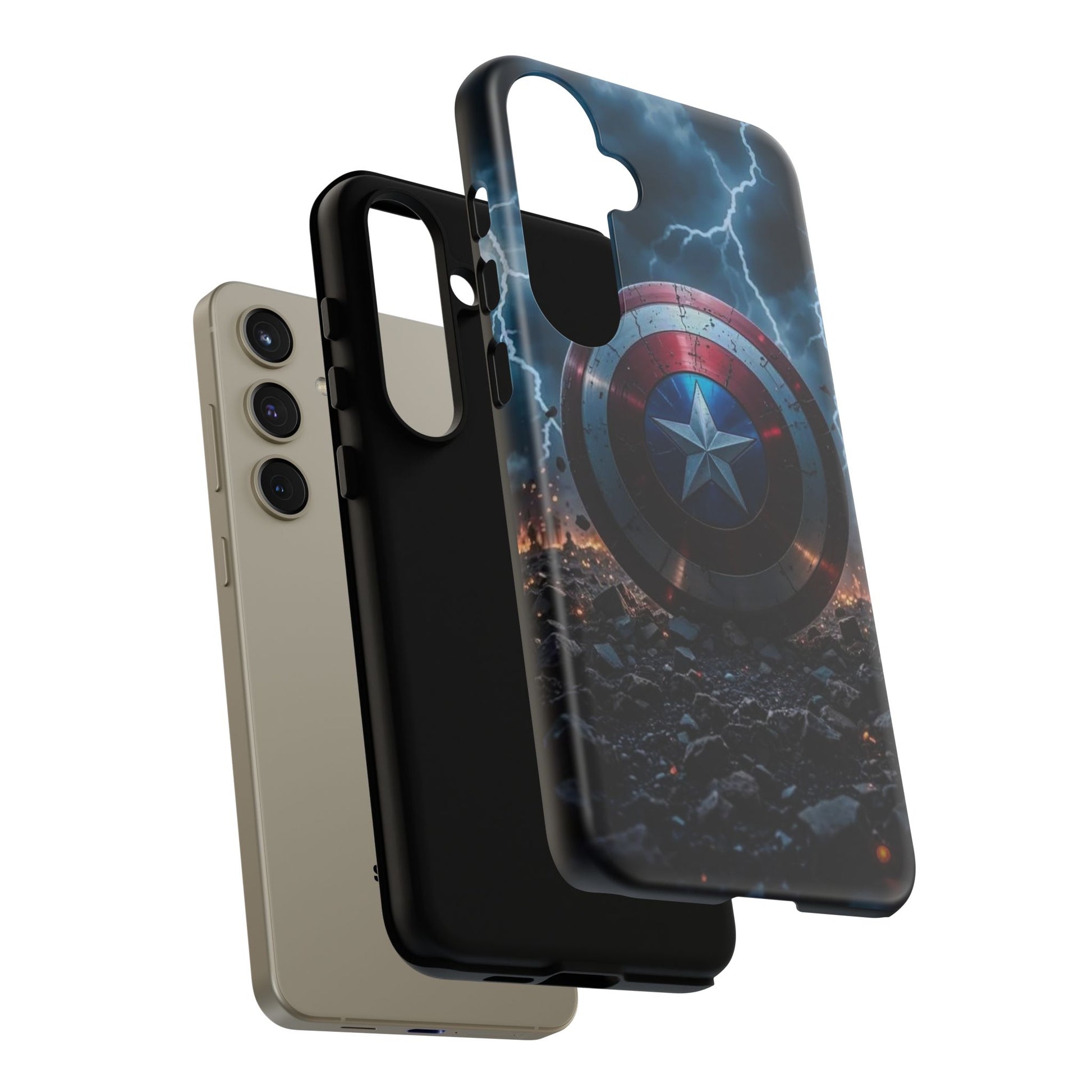Captain America Shield Tough Cases for iPhones, Samsung, and Pixel