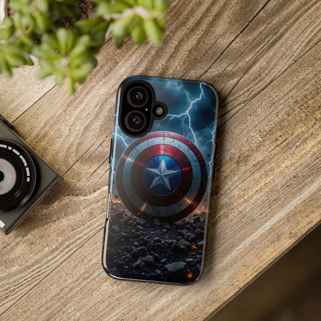 Captain America Shield Tough Cases for iPhones, Samsung, and Pixel
