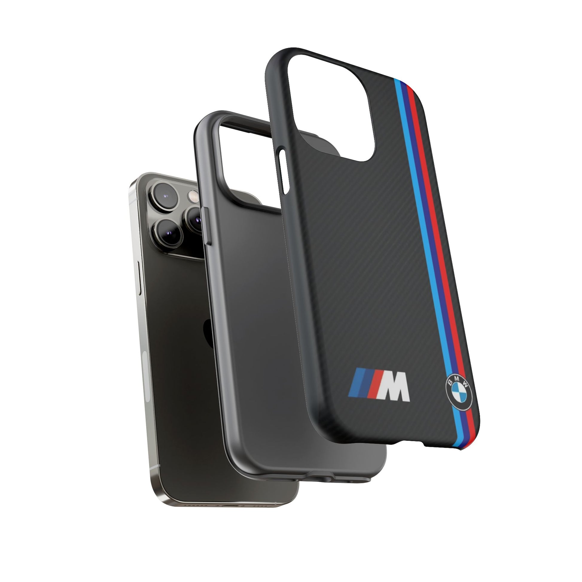 BMW M Stripes Carbon Fiber Design Tough Cases for iPhones, Samsung, and Pixel