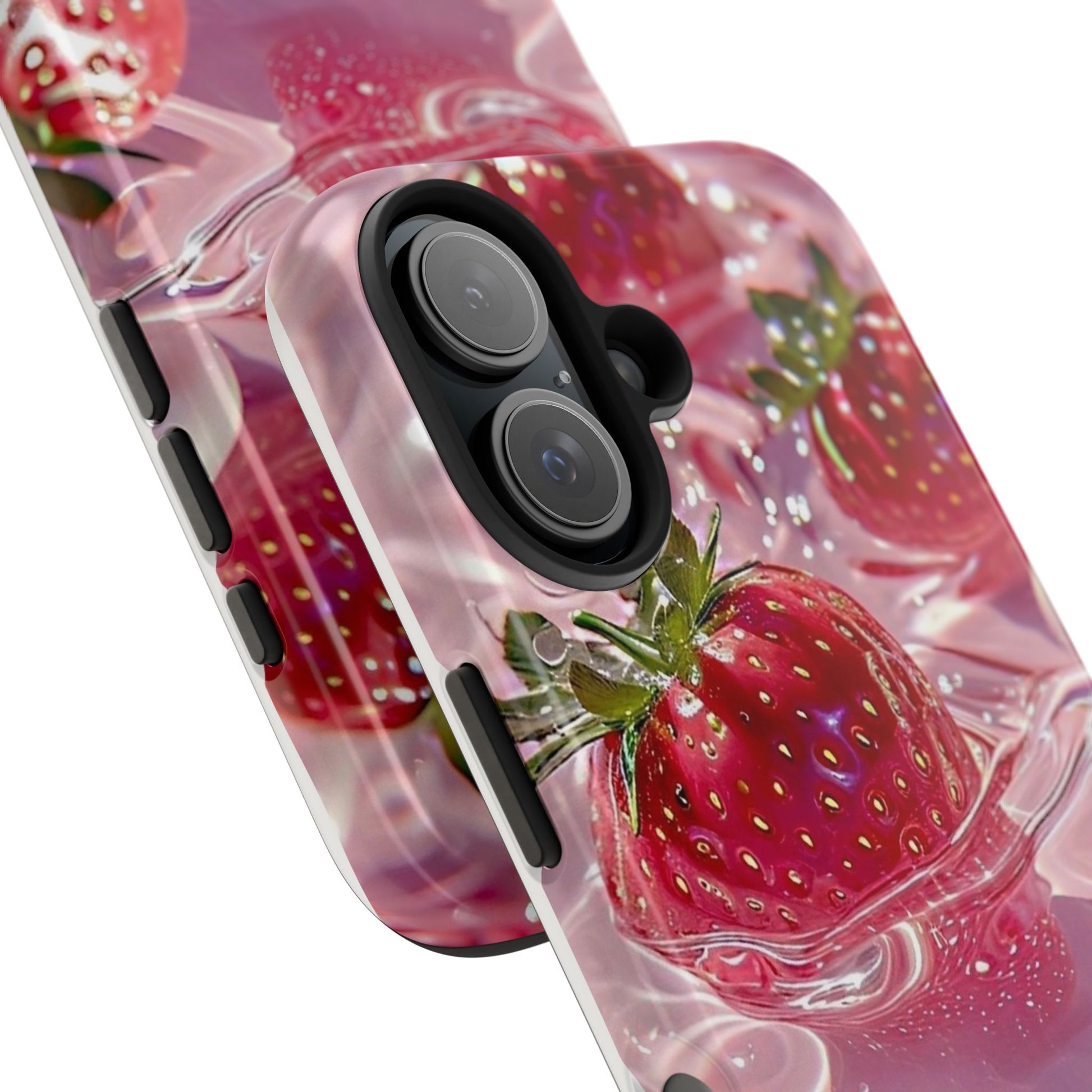 Floating Strawberries Themed Tough Phone Cases for Iphones & Samsung Phones