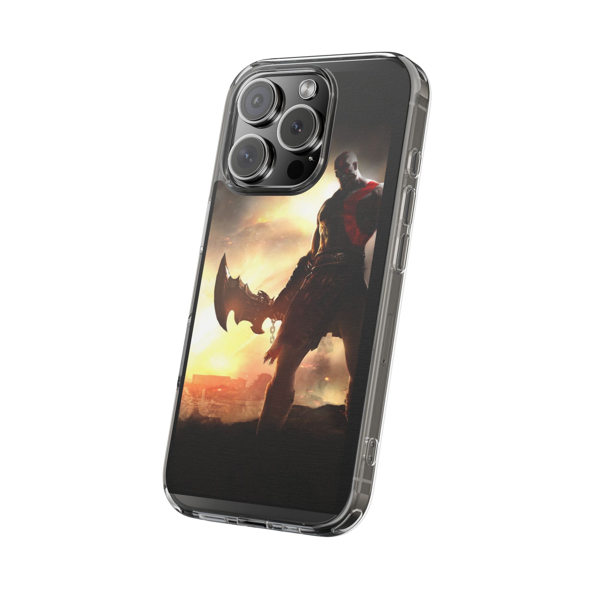 Phone Case, Gaming Inspired War God Clear Case for Gamers, PS4 Fans,