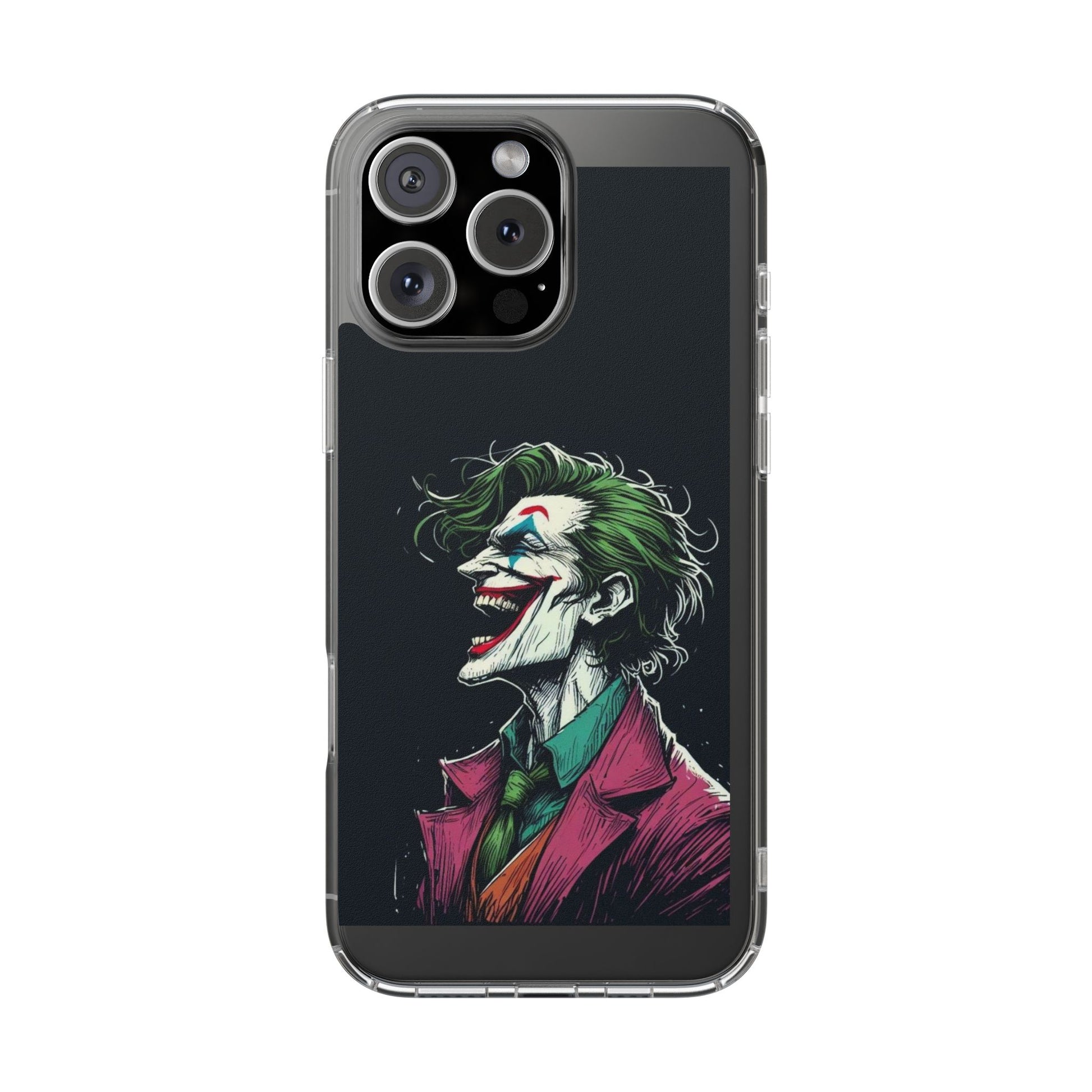 Phone Case, Comic book Inspired Design Joker Laughing, Clear Phone Cover