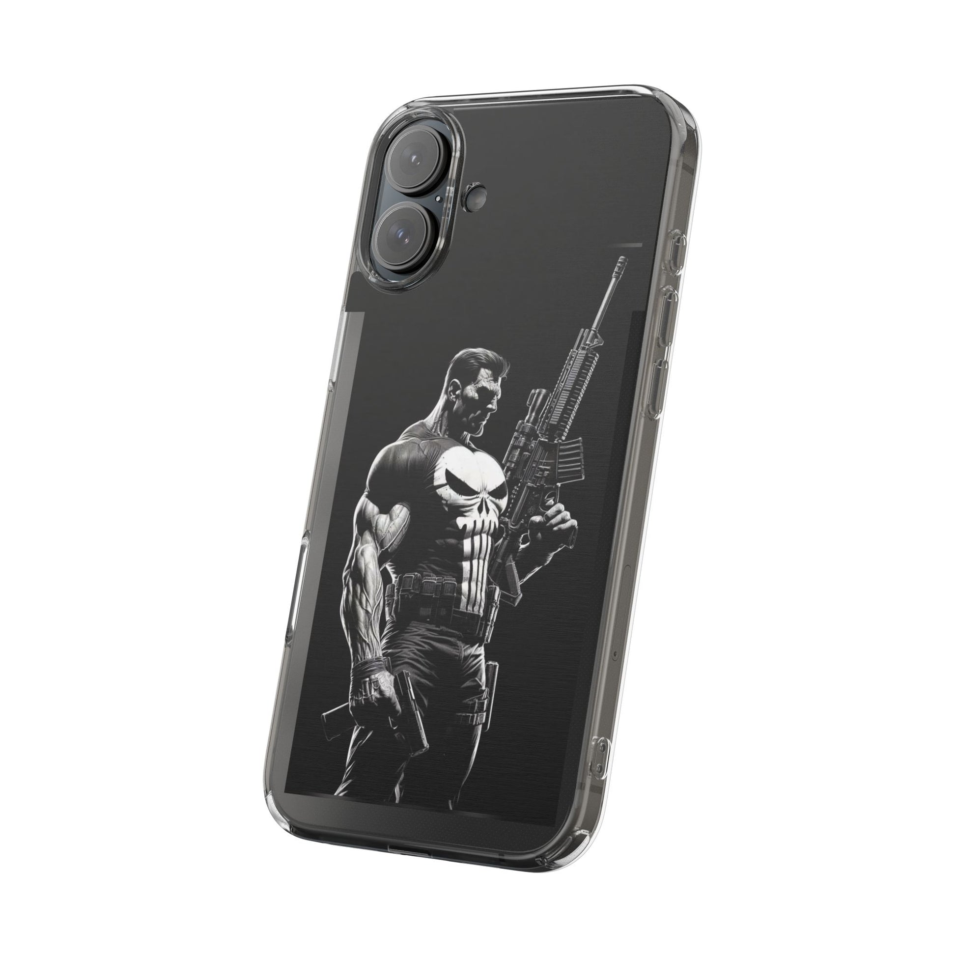 Phone Case, Comic book Inspired Design Punisher, Clear Phone Cover, Funny