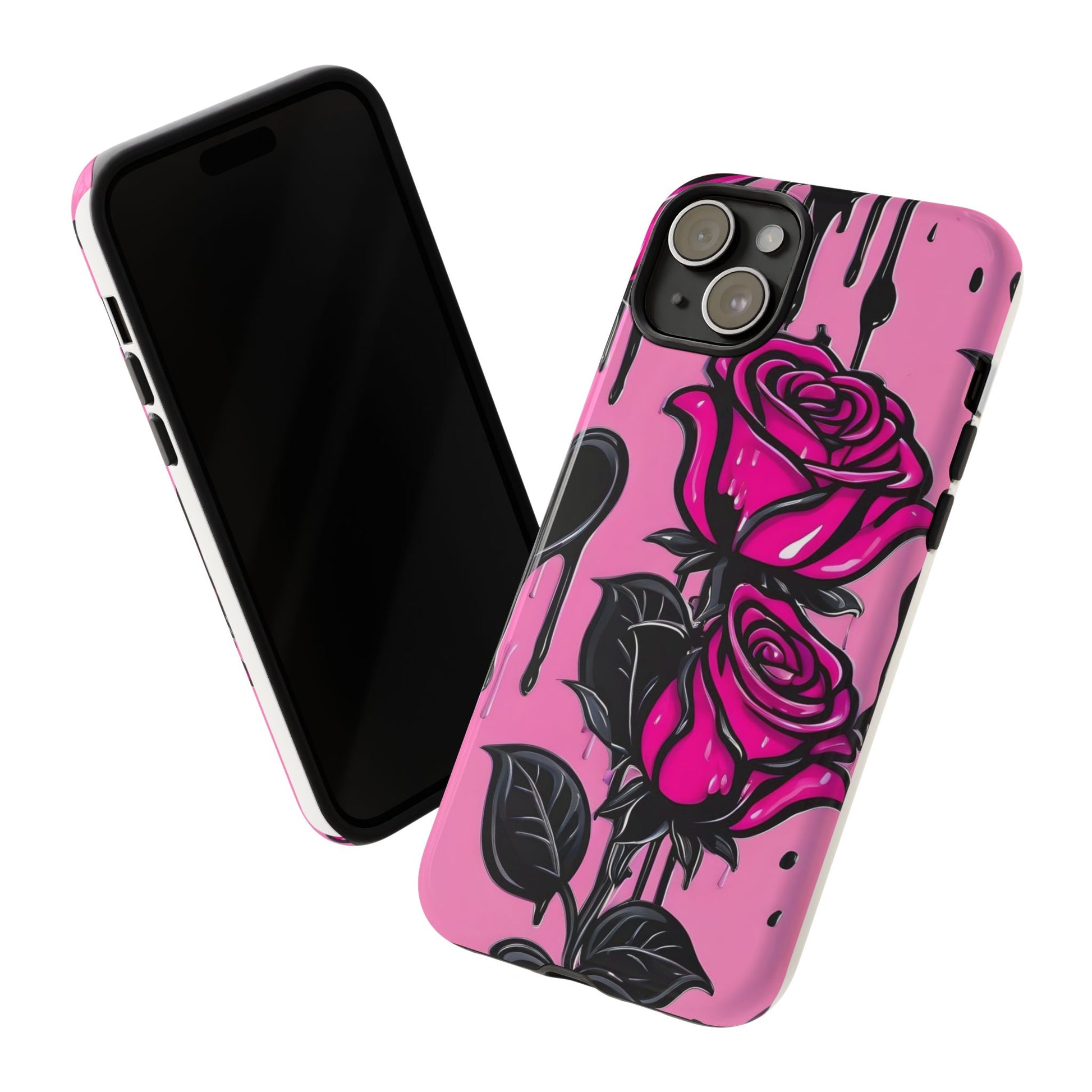Pink Rose Tough Girly Cases for iPhones, Samsung, and Pixel