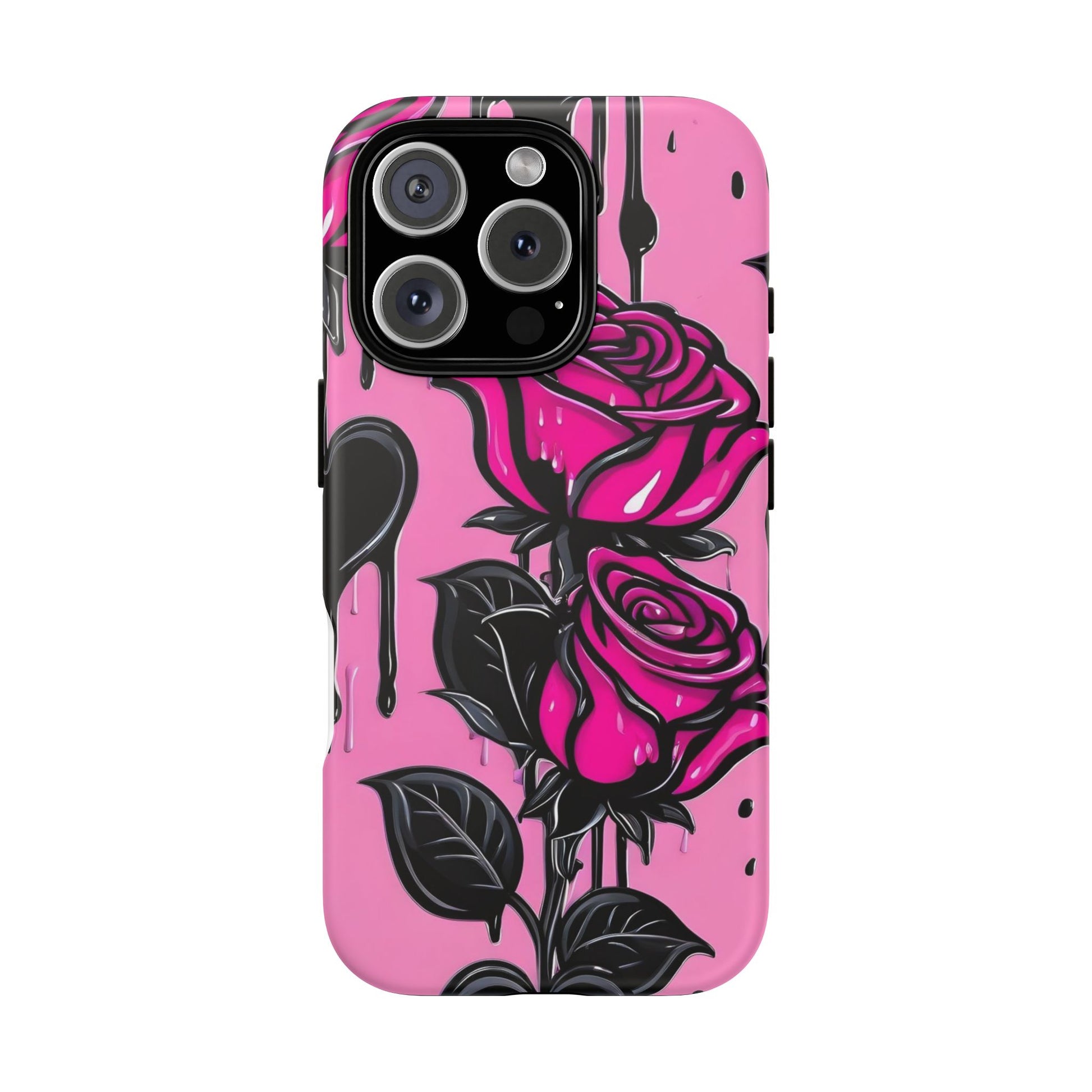 Pink Rose Tough Girly Cases for iPhones, Samsung, and Pixel