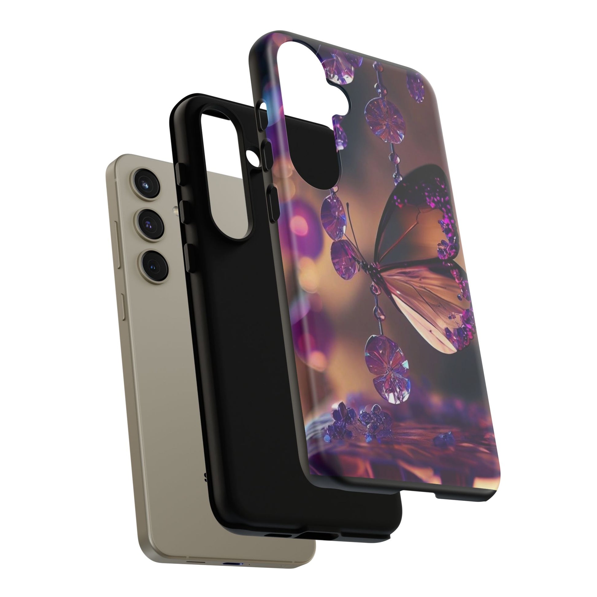 Purple Butterfly Tough Cases for iPhones, Samsung, and Pixel