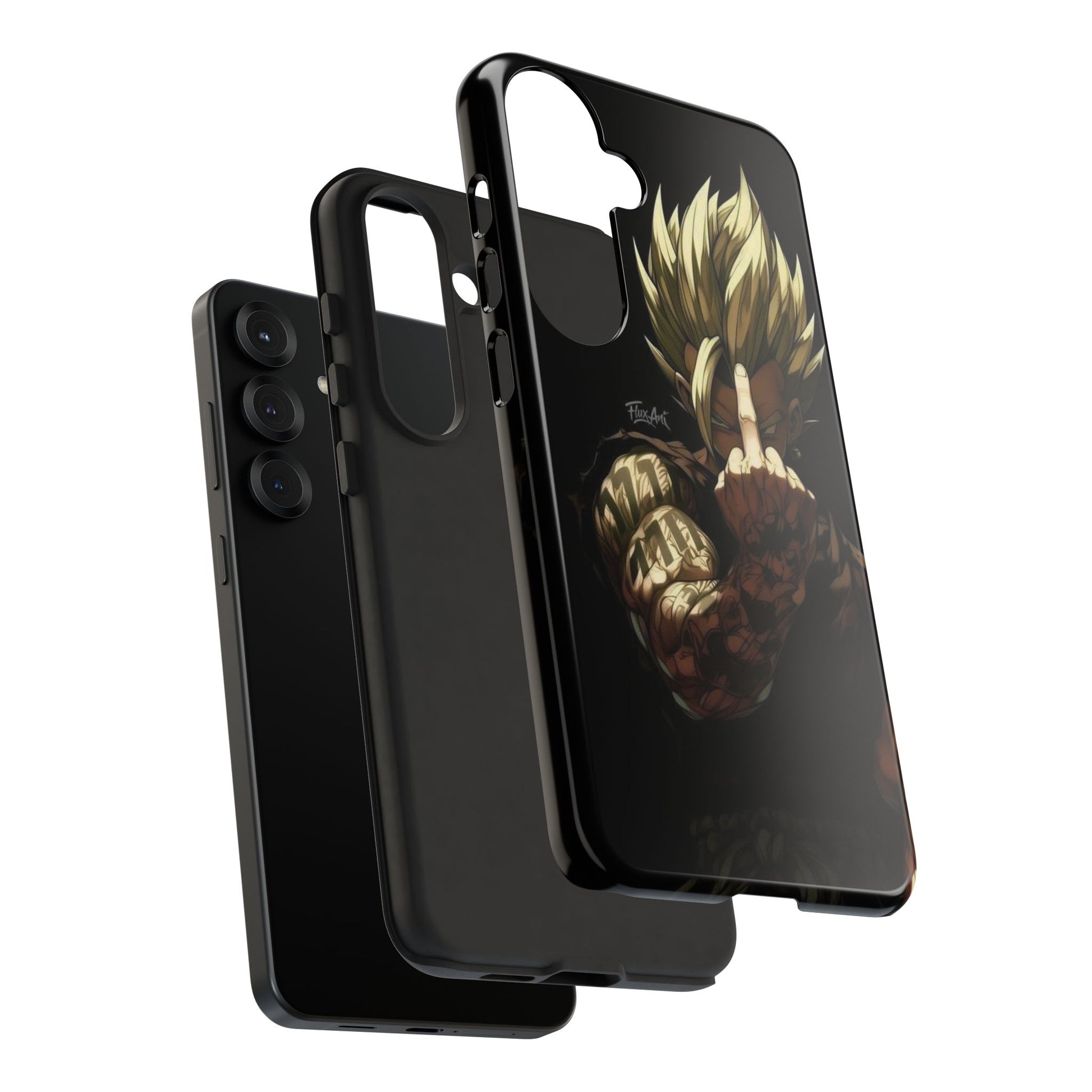Middle Finger SS Goku Dragon Ball Z Tough Cases for iPhones, Samsung, and Pixel