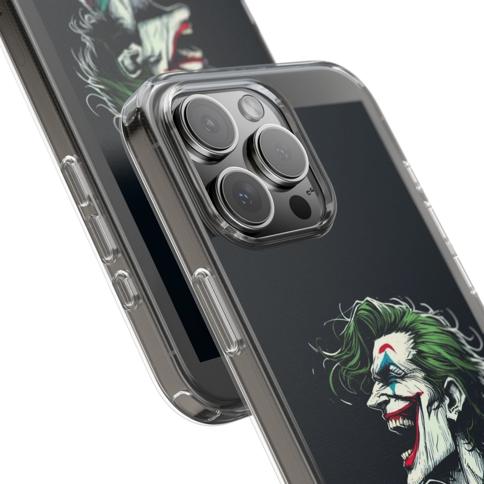 Phone Case, Comic book Inspired Design Joker Laughing, Clear Phone Cover