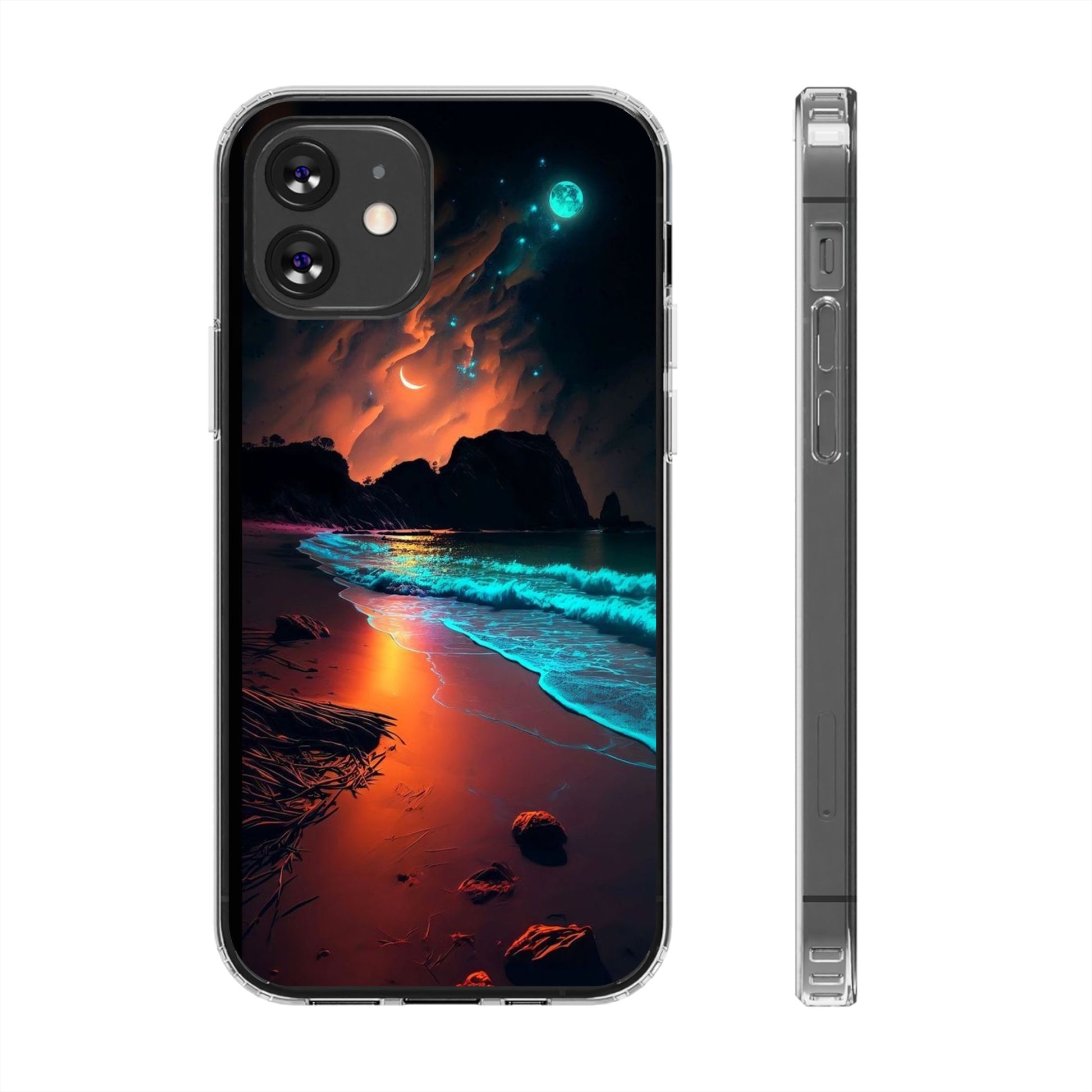 Phone Case, Neon Beach Theme, Iphone Samsung Cover, Clear Phone Cover, Summer