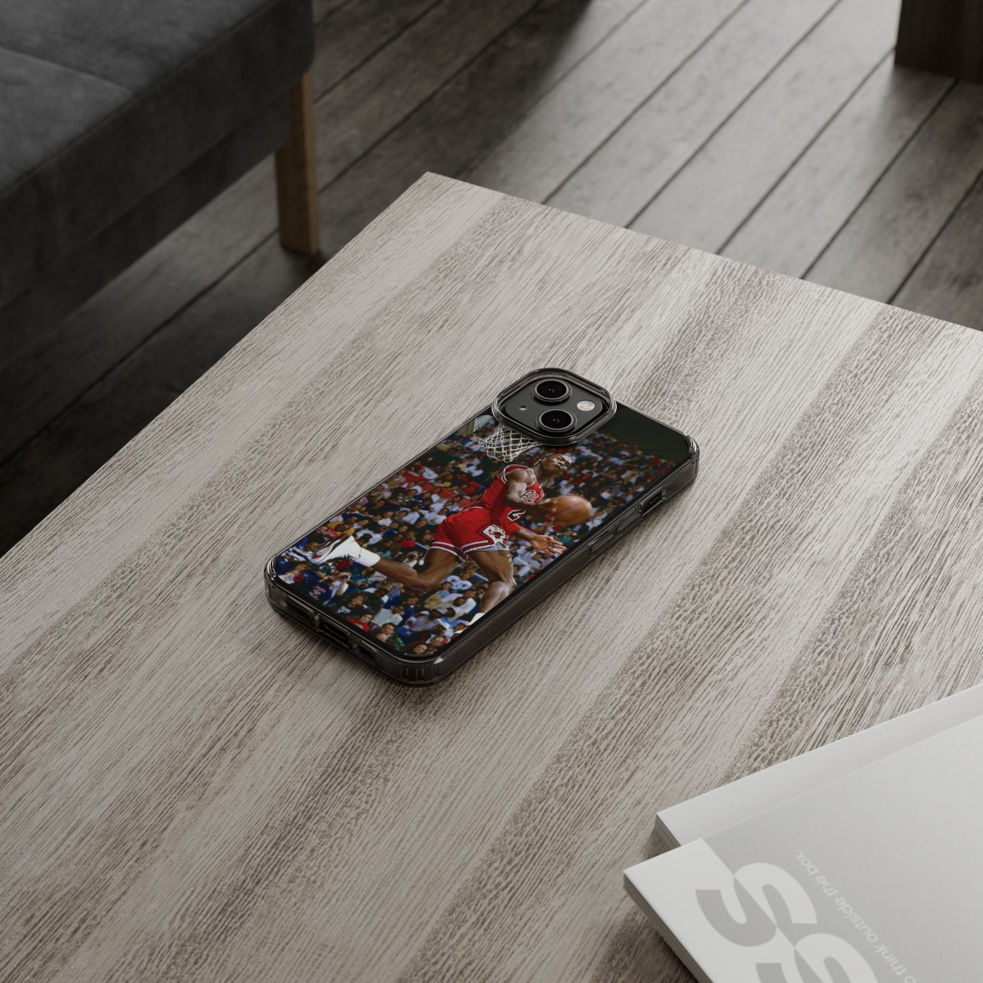 Vintage Jordan Dunk themed Basketball Inspired design Clear Phone Cases