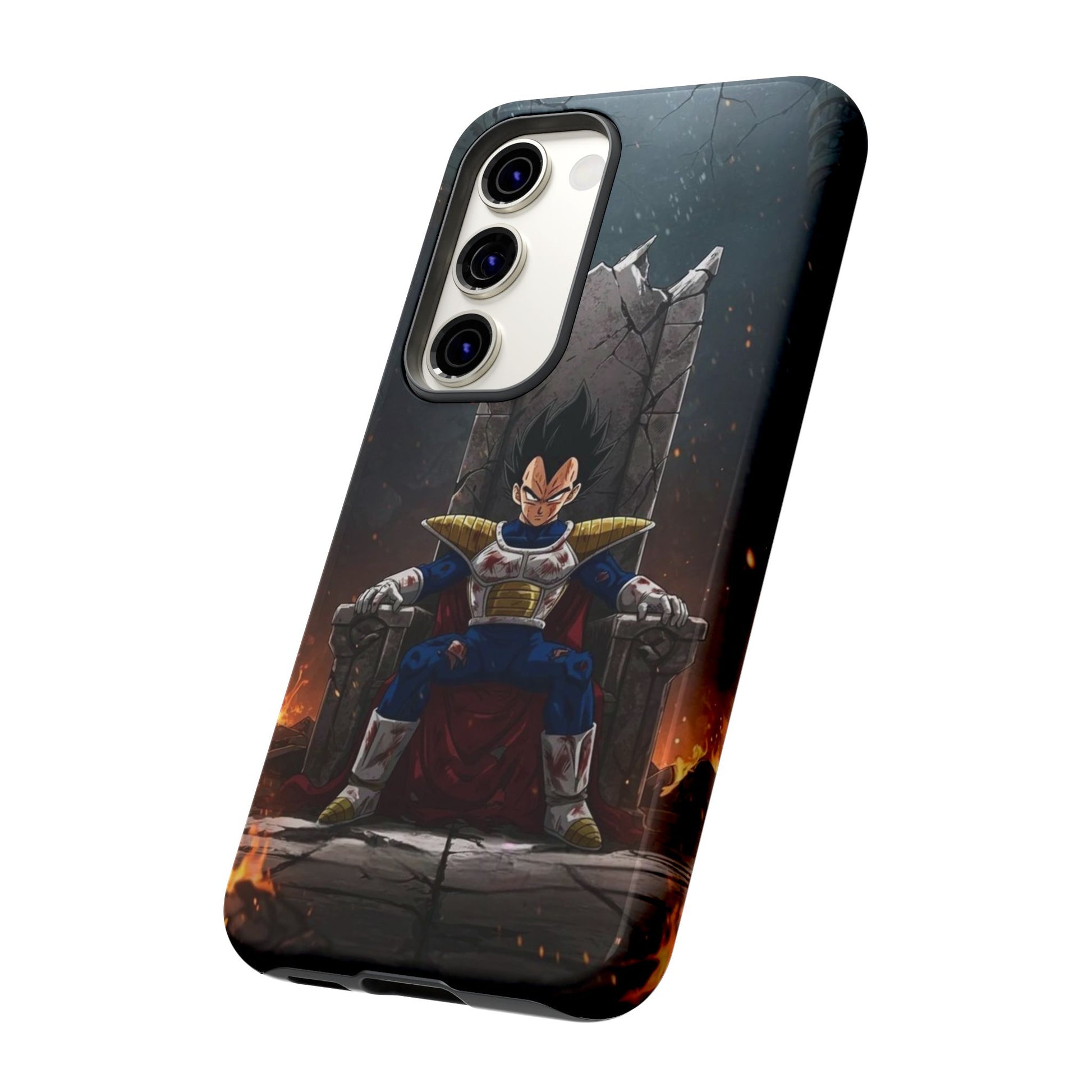 Vegeta on Throne DBZ Theme Tough Cases for iPhones, Samsung, and Pixel