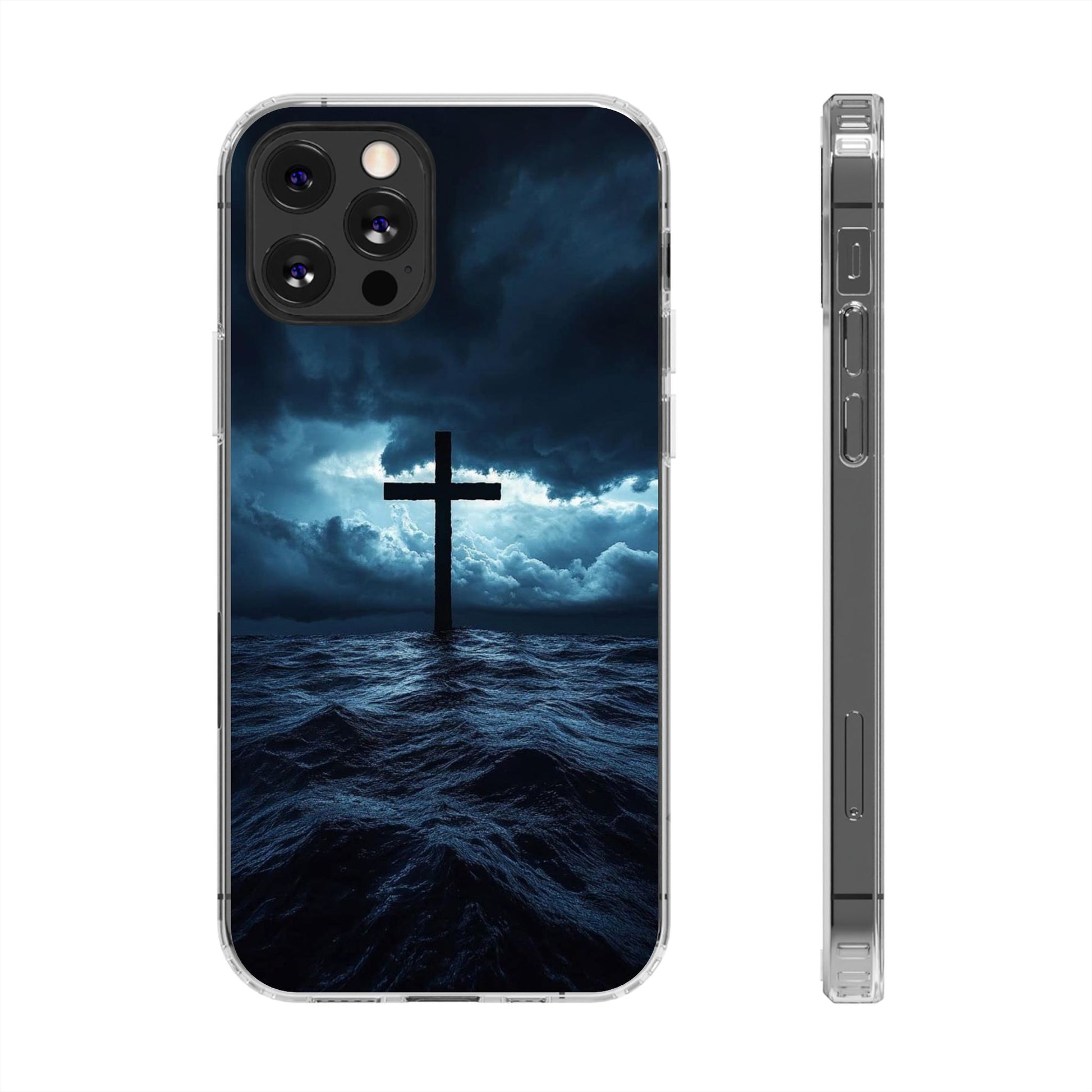 Christian Cross Storm Clear Case - Religious iPhone Samsung Cover, Faith Phone