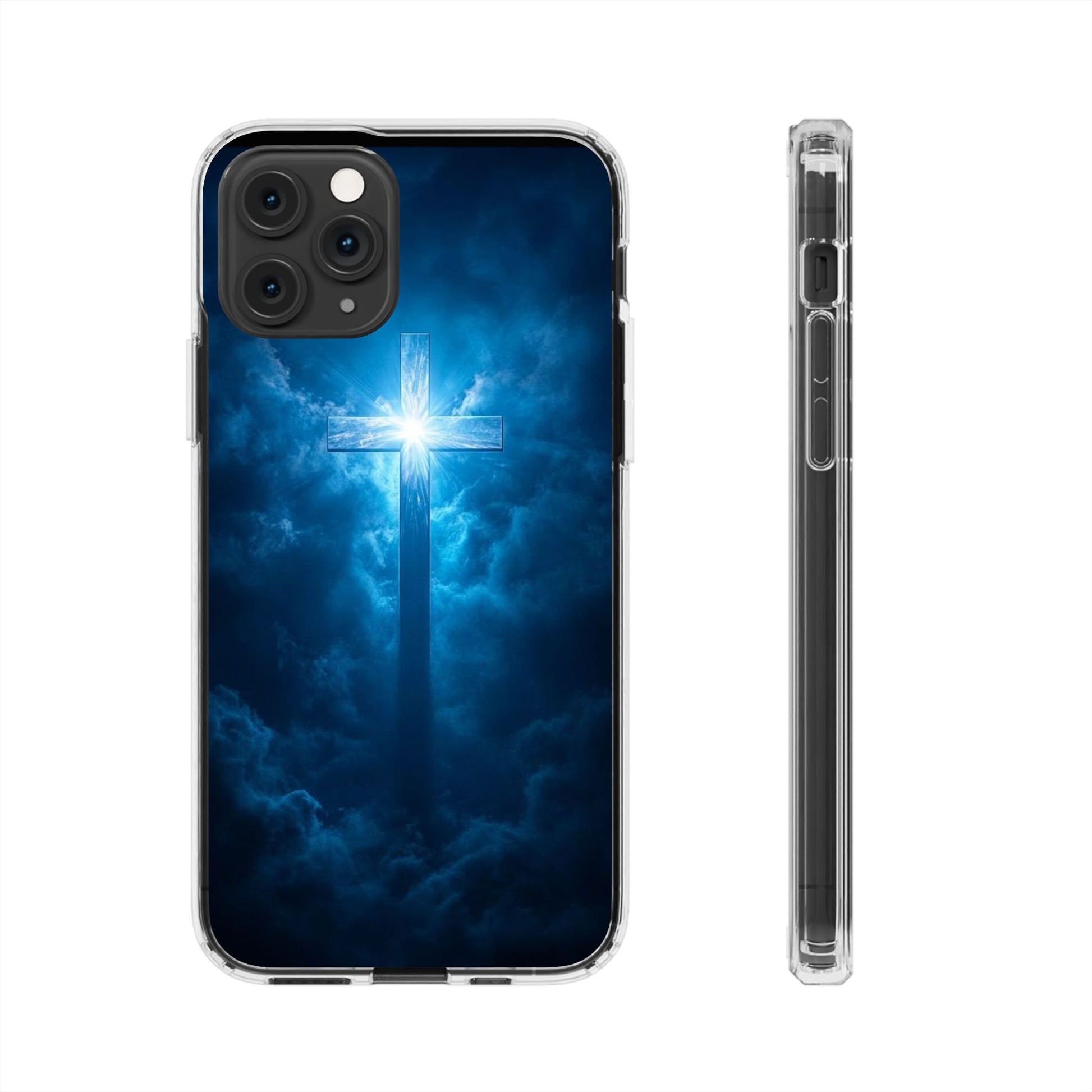Religious Phone Case, Christian Cross in Clouds Art, Phone Accessories, Samsung