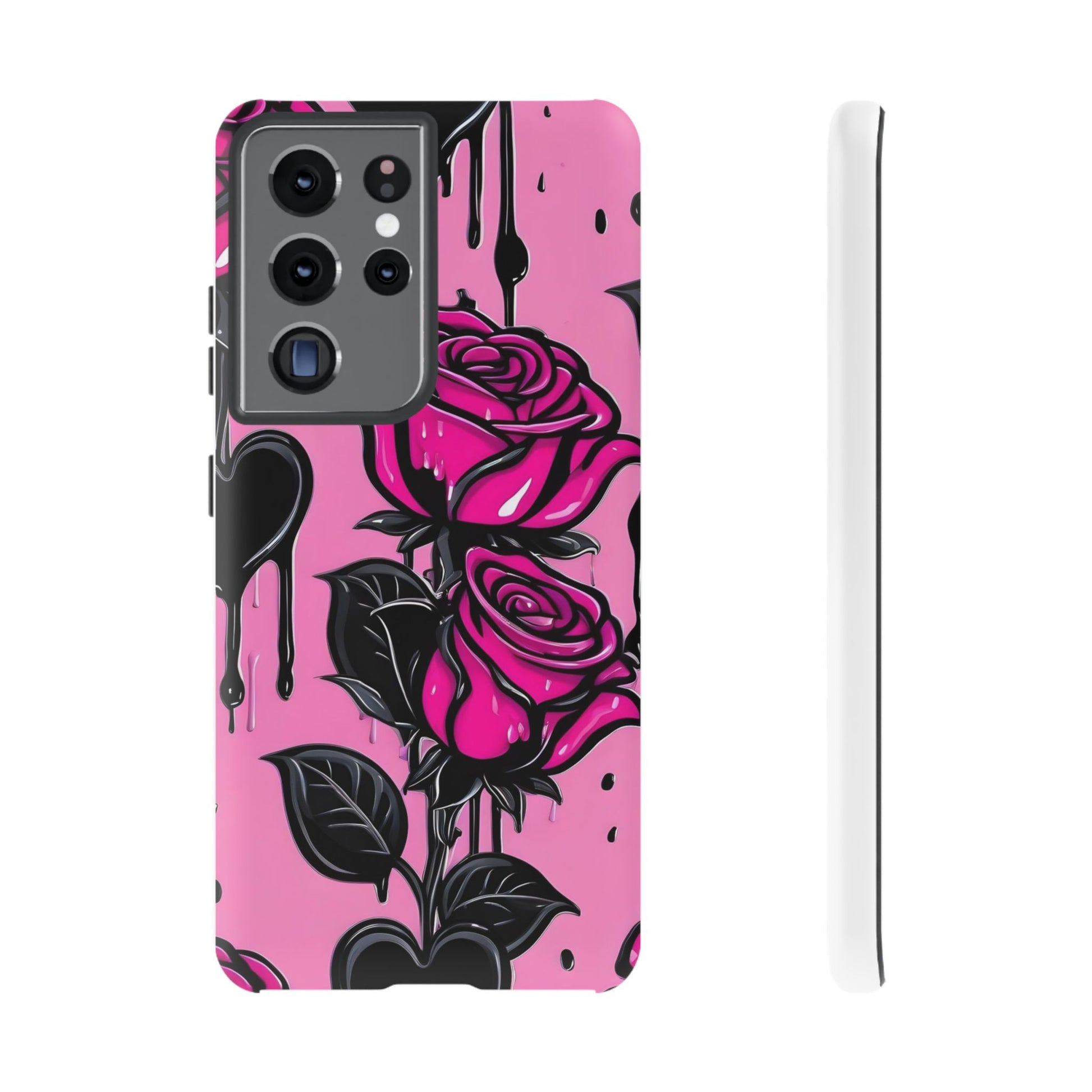 Pink Rose Tough Girly Cases for iPhones, Samsung, and Pixel