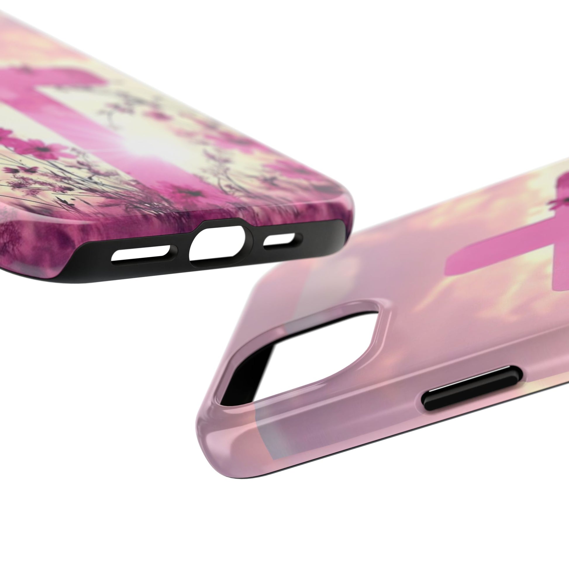 Pink Cross in Field Christian Theme Phone Cases for iPhones & Samsung Phones