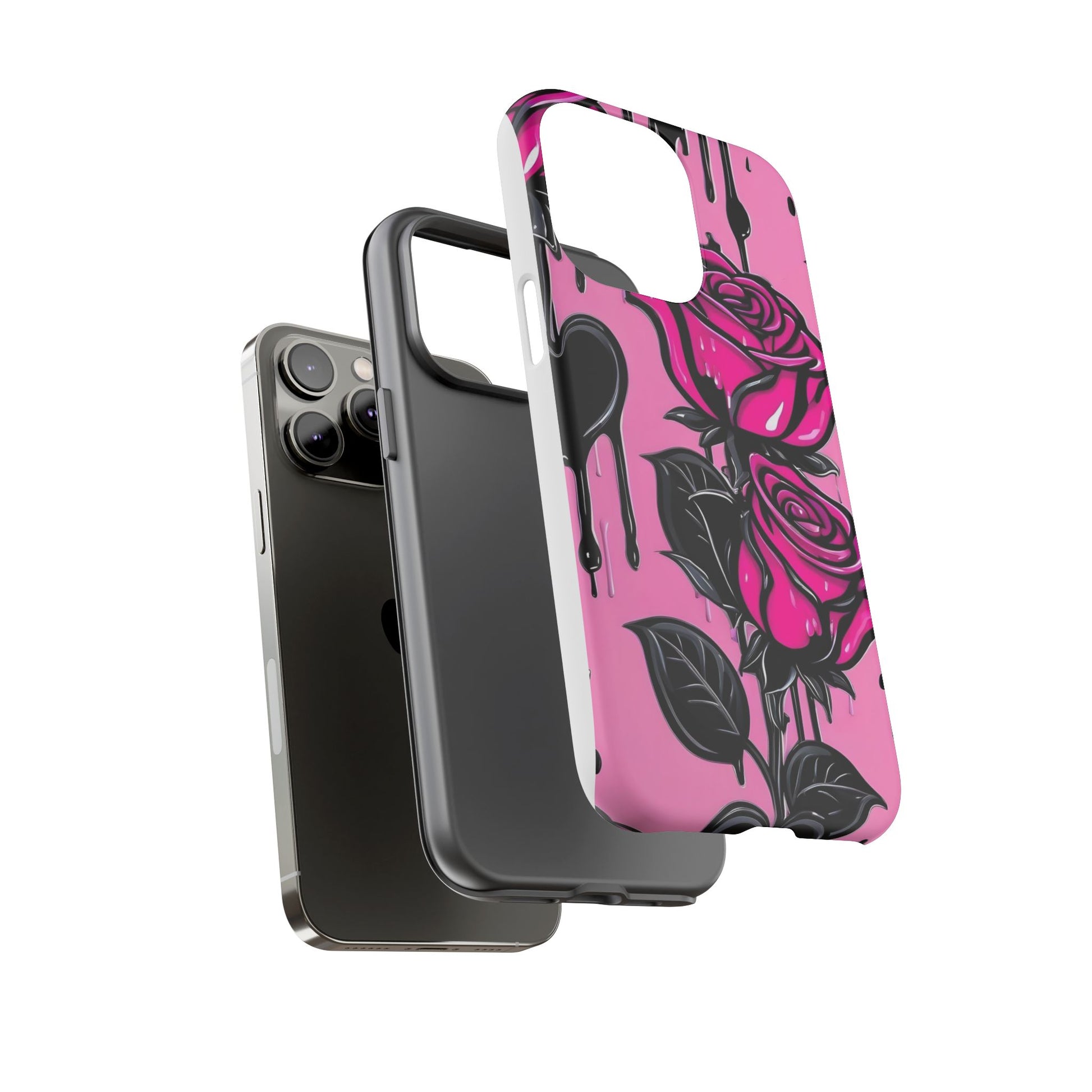 Pink Rose Tough Girly Cases for iPhones, Samsung, and Pixel