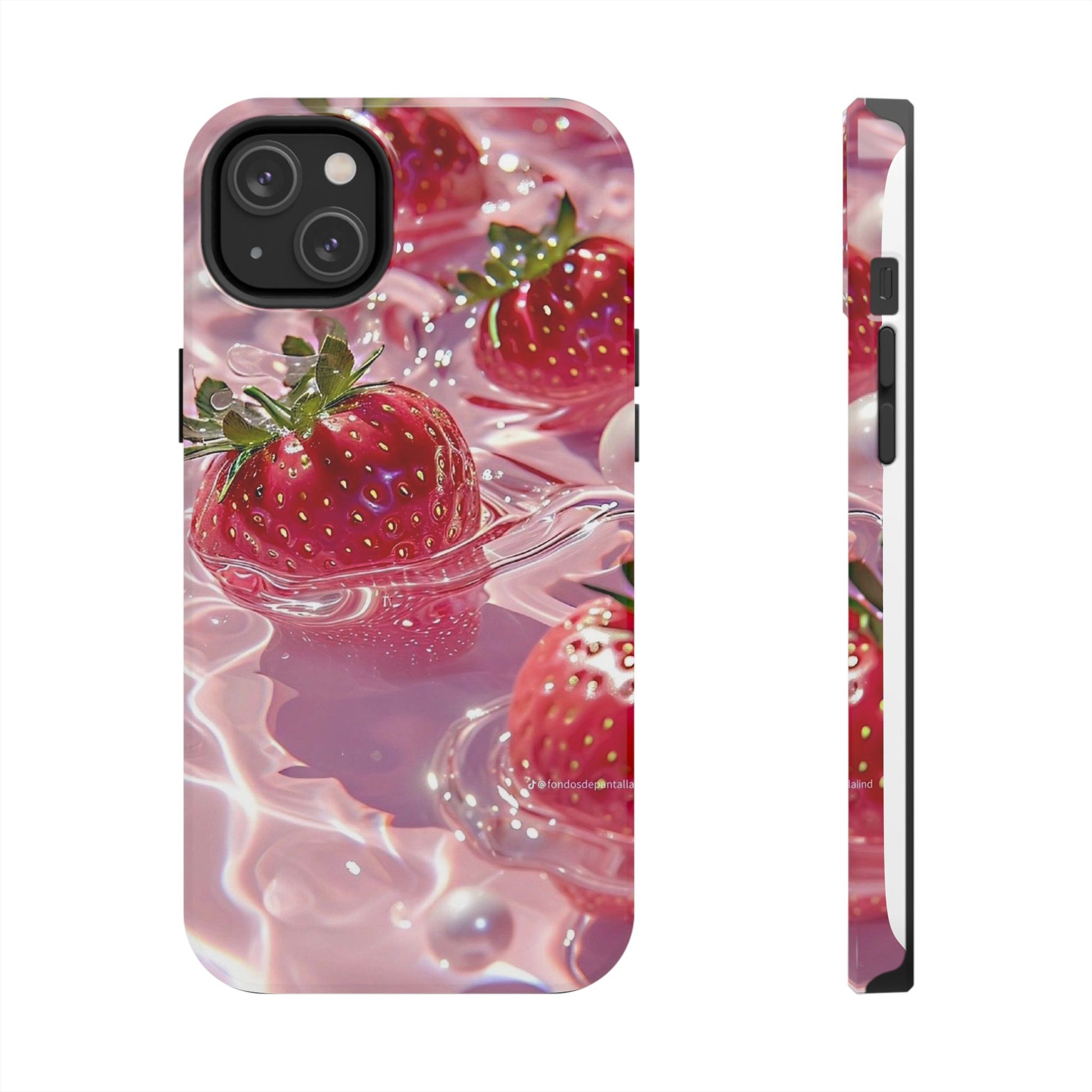 Floating Strawberries Themed Tough Phone Cases for Iphones & Samsung Phones