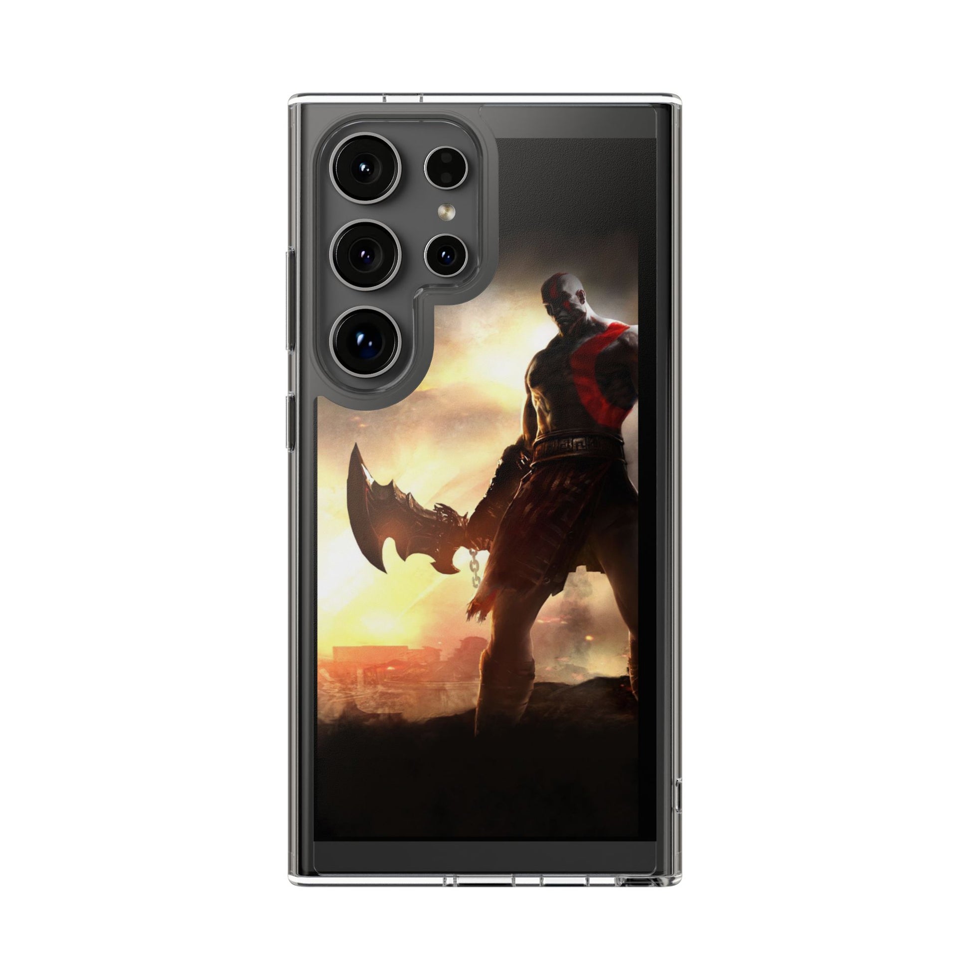 Phone Case, Gaming Inspired War God Clear Case for Gamers, PS4 Fans,