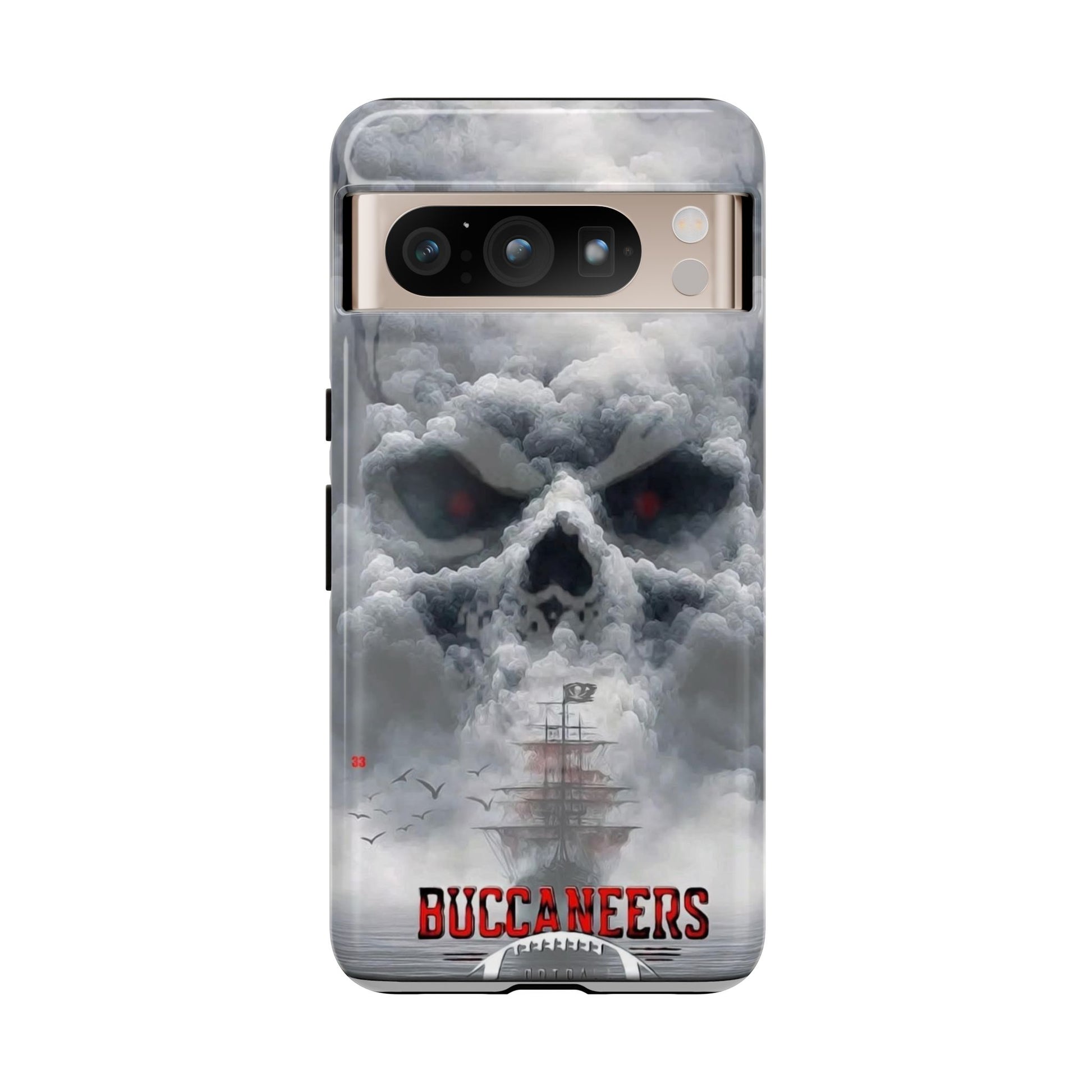 Skull Pirate Ship Football Buccaneers Tough Cases for iPhones, Samsung, and Pixel
