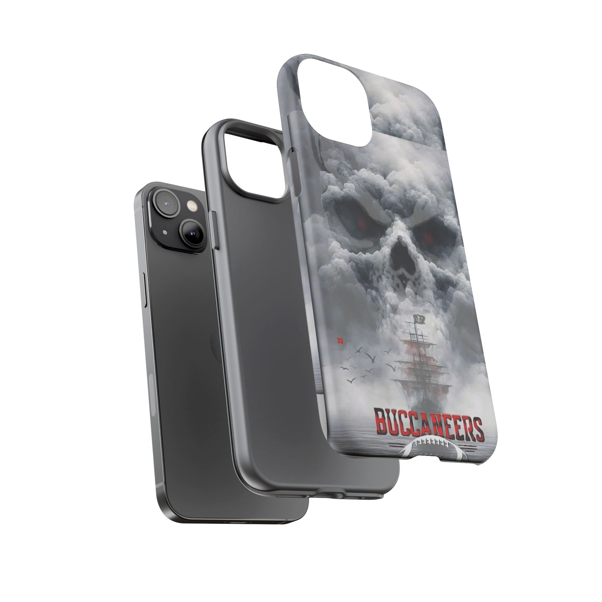 Skull Pirate Ship Football Buccaneers Tough Cases for iPhones, Samsung, and Pixel