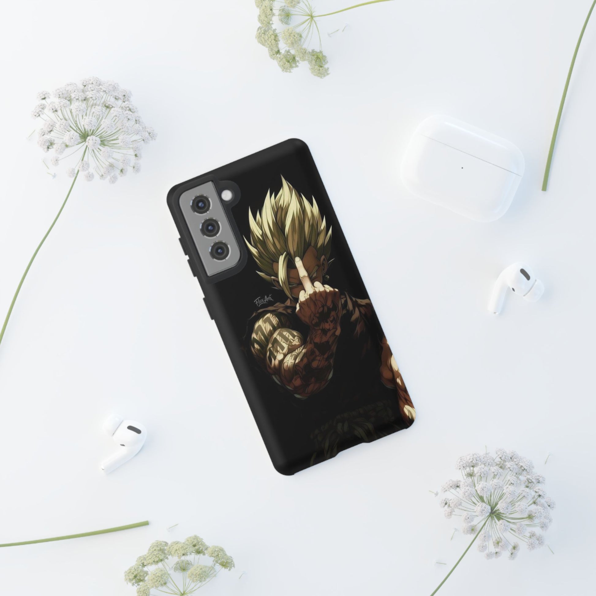 Middle Finger SS Goku Dragon Ball Z Tough Cases for iPhones, Samsung, and Pixel
