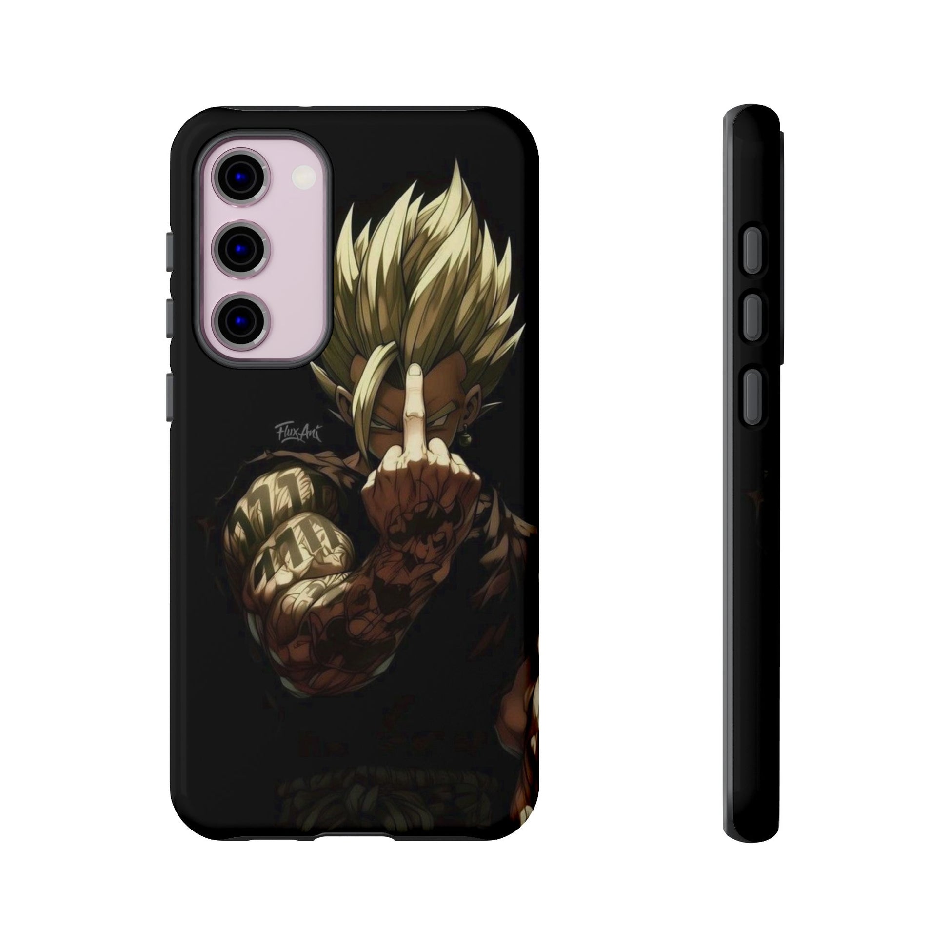 Middle Finger SS Goku Dragon Ball Z Tough Cases for iPhones, Samsung, and Pixel