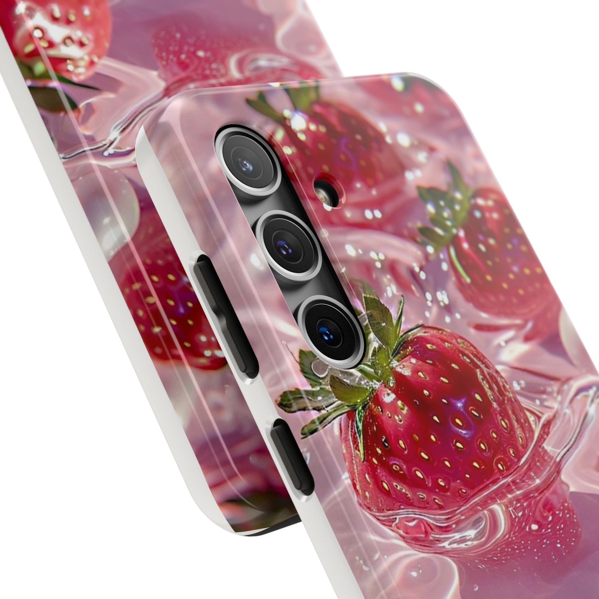 Floating Strawberries Themed Tough Phone Cases for Iphones & Samsung Phones