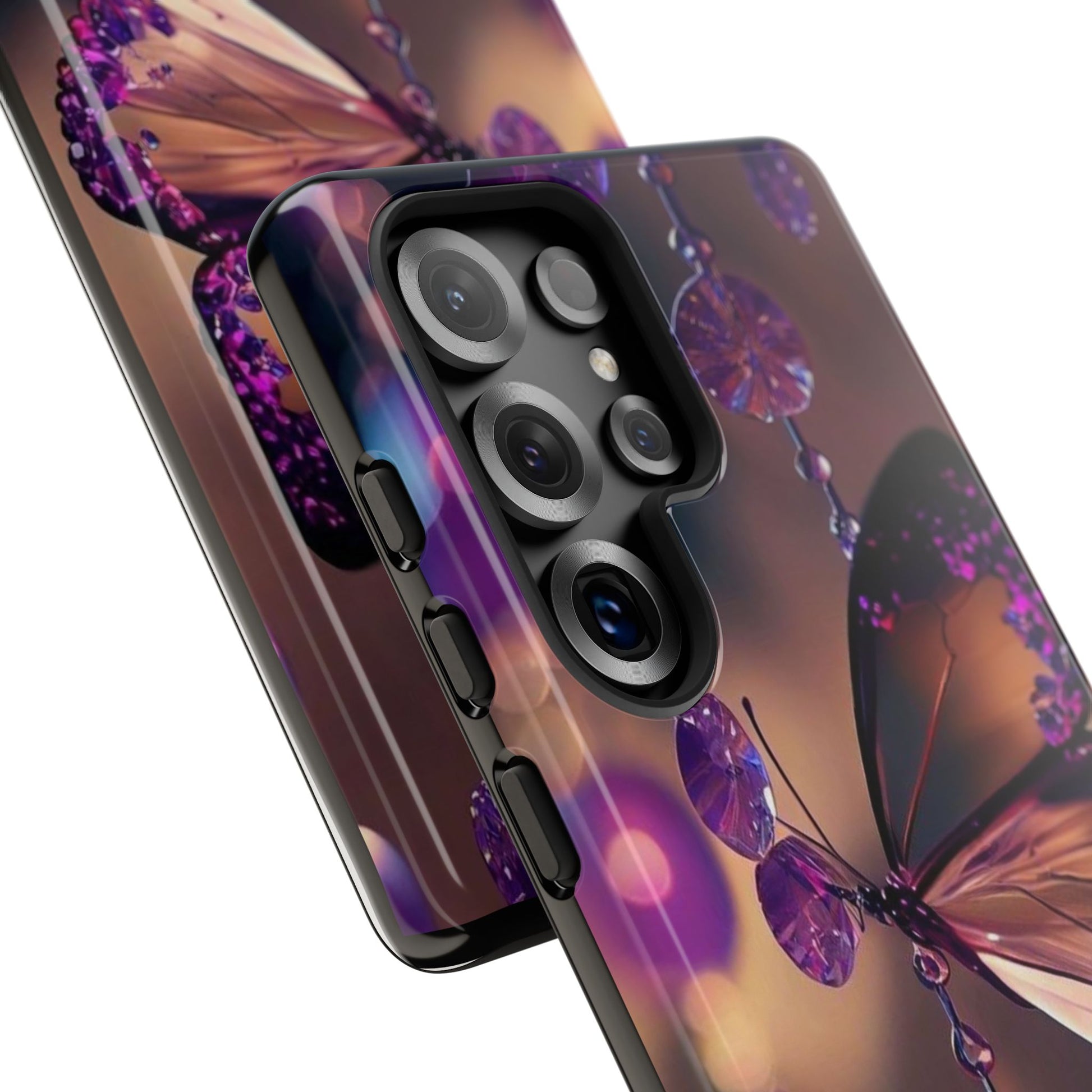 Purple Butterfly Tough Cases for iPhones, Samsung, and Pixel