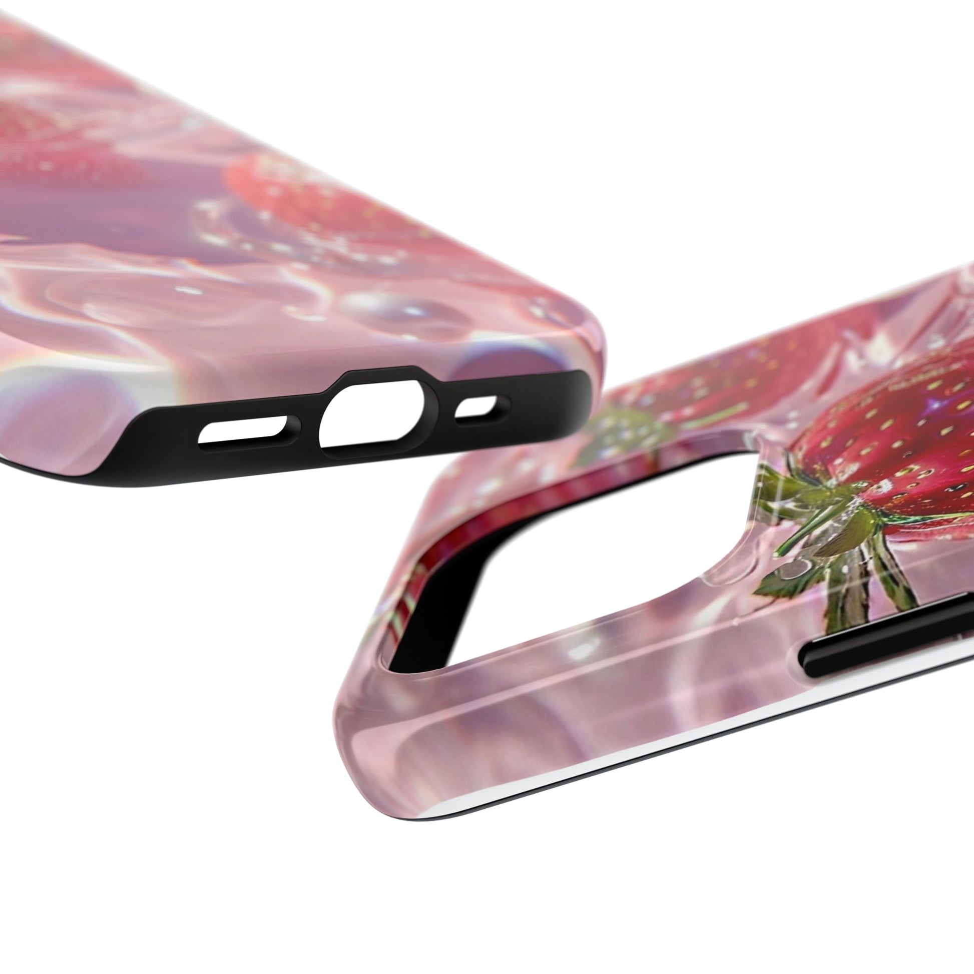 Floating Strawberries Themed Tough Phone Cases for Iphones & Samsung Phones