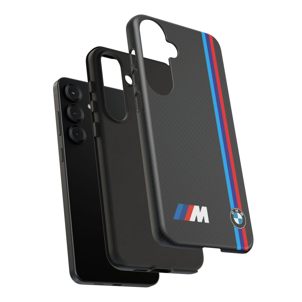 BMW M Stripes Carbon Fiber Design Tough Cases for iPhones, Samsung, and Pixel