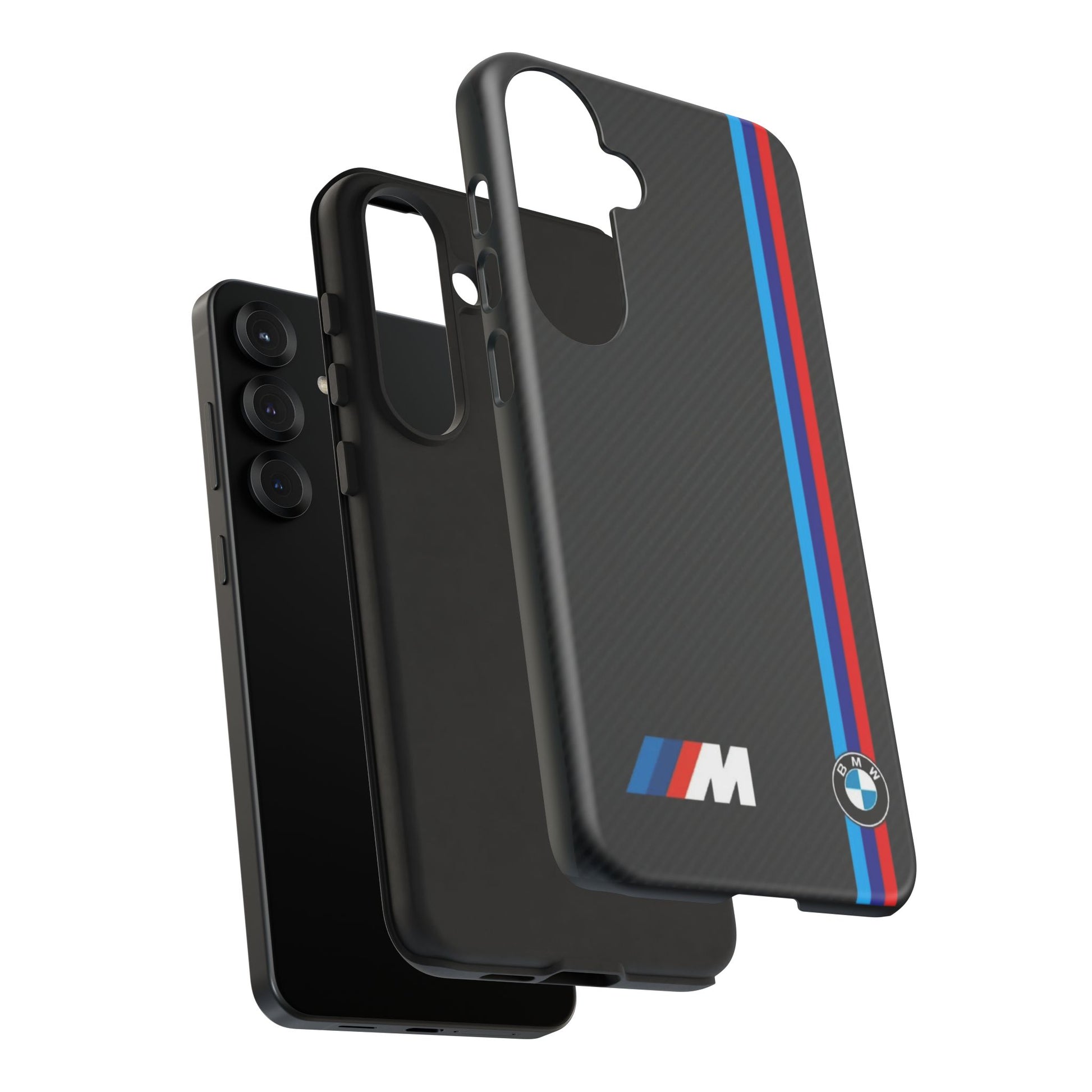 BMW M Stripes Carbon Fiber Design Tough Cases for iPhones, Samsung, and Pixel