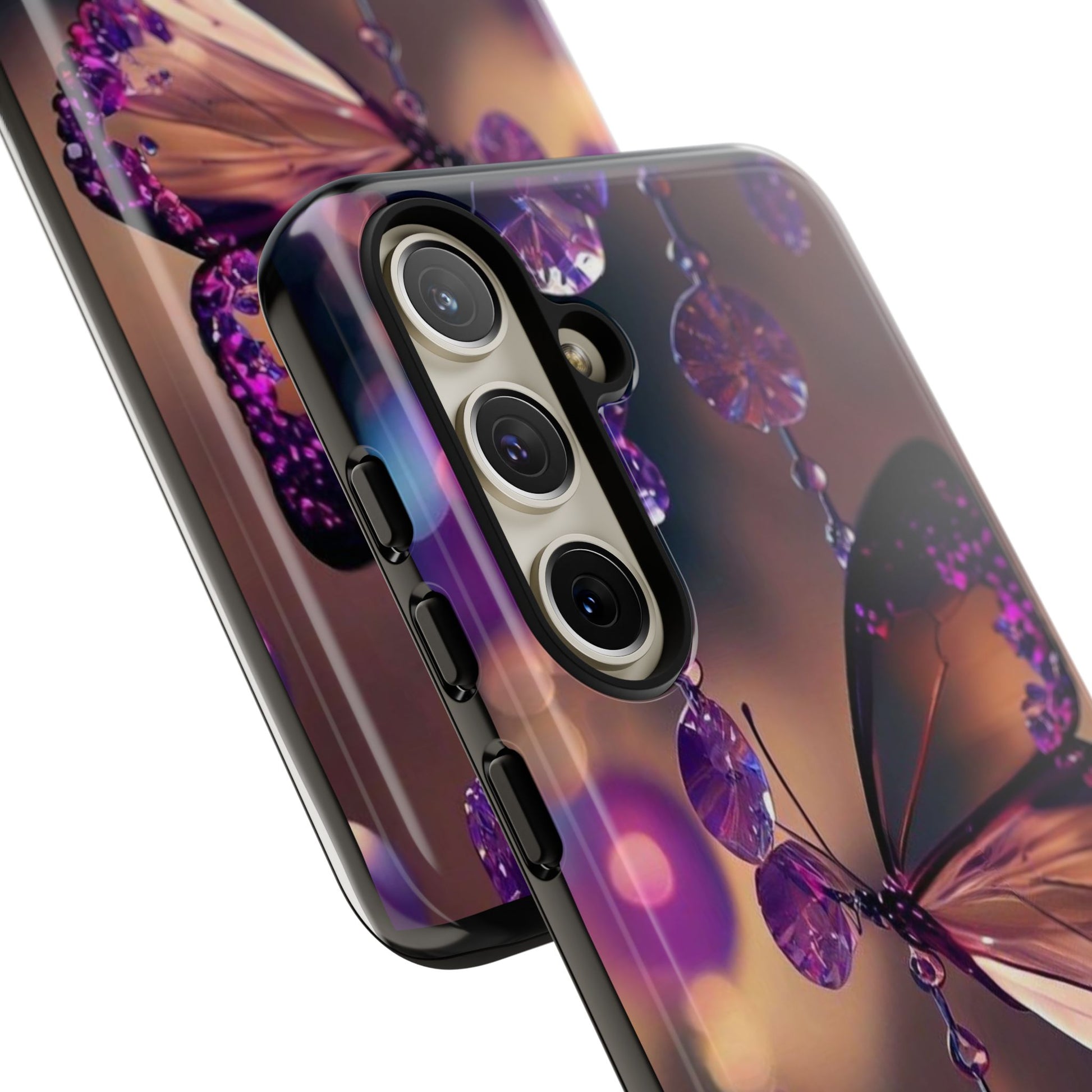 Purple Butterfly Tough Cases for iPhones, Samsung, and Pixel