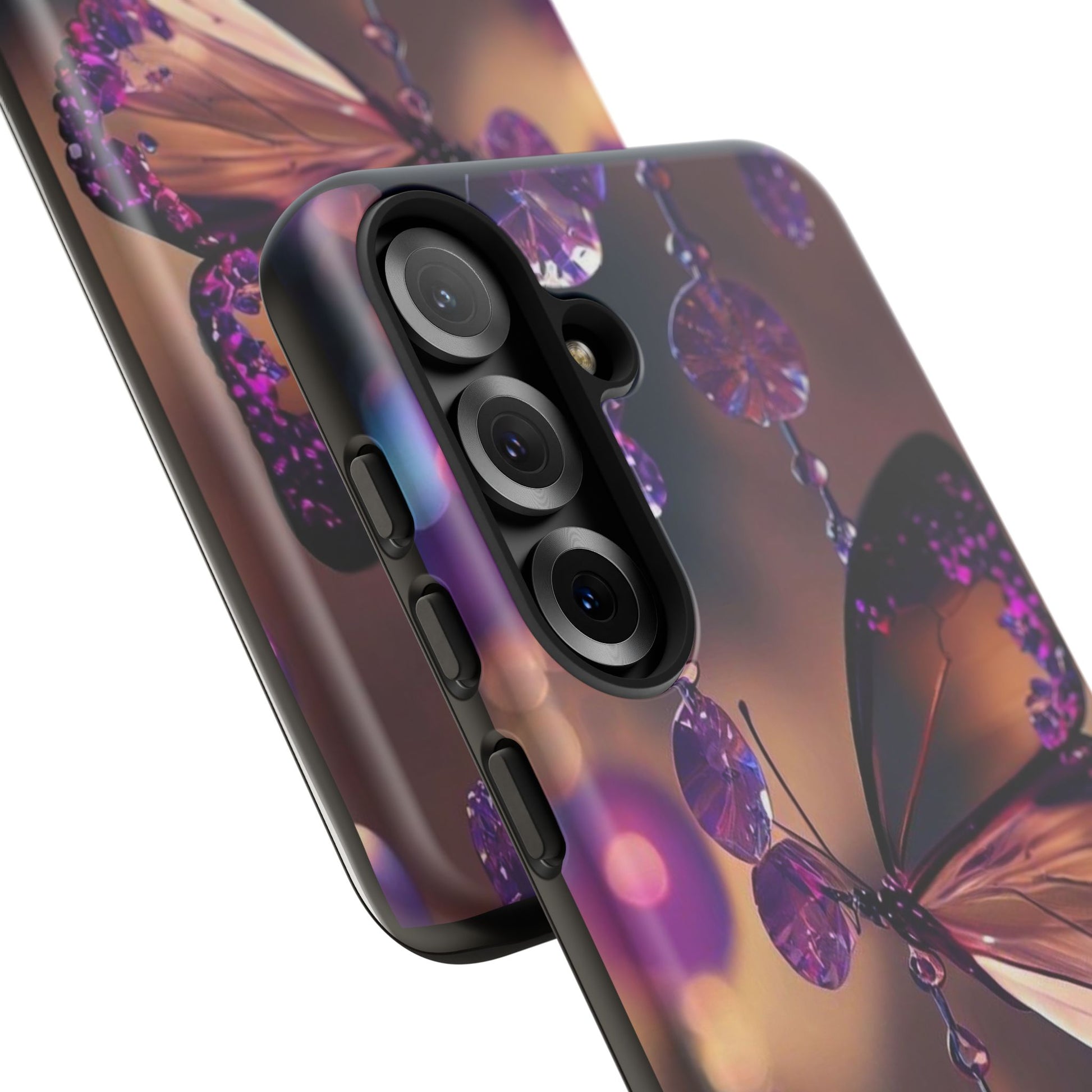 Purple Butterfly Tough Cases for iPhones, Samsung, and Pixel