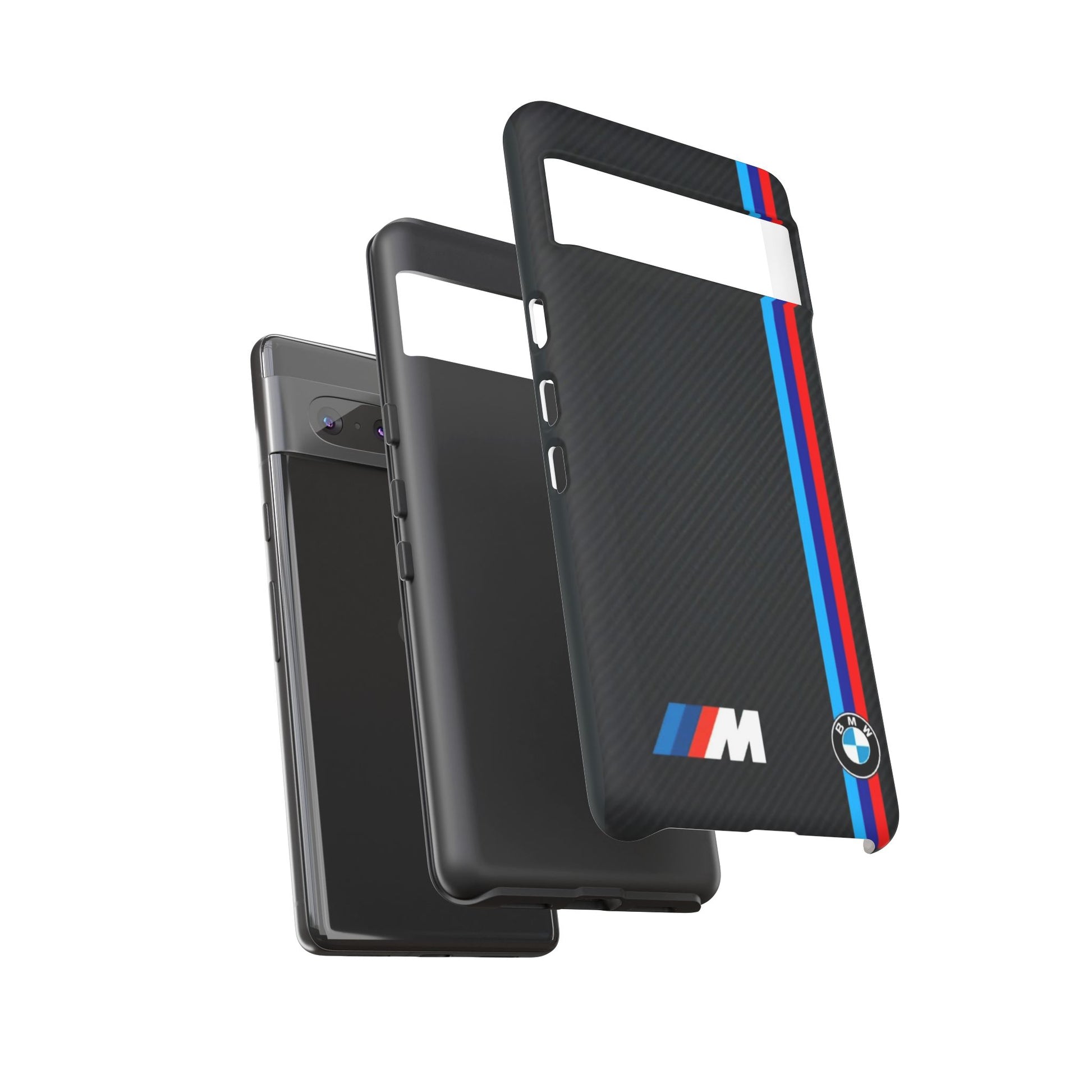 BMW M Stripes Carbon Fiber Design Tough Cases for iPhones, Samsung, and Pixel