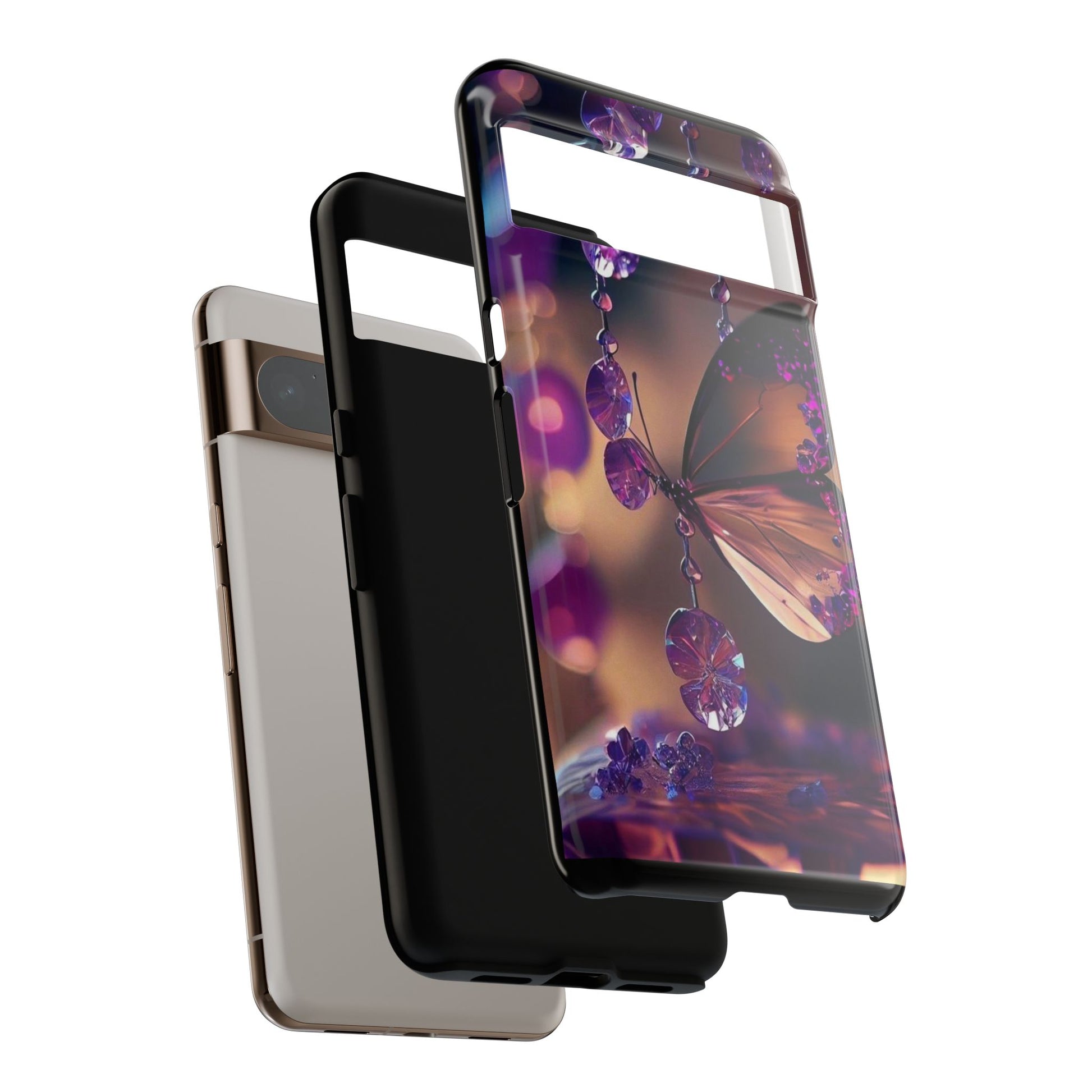Purple Butterfly Tough Cases for iPhones, Samsung, and Pixel