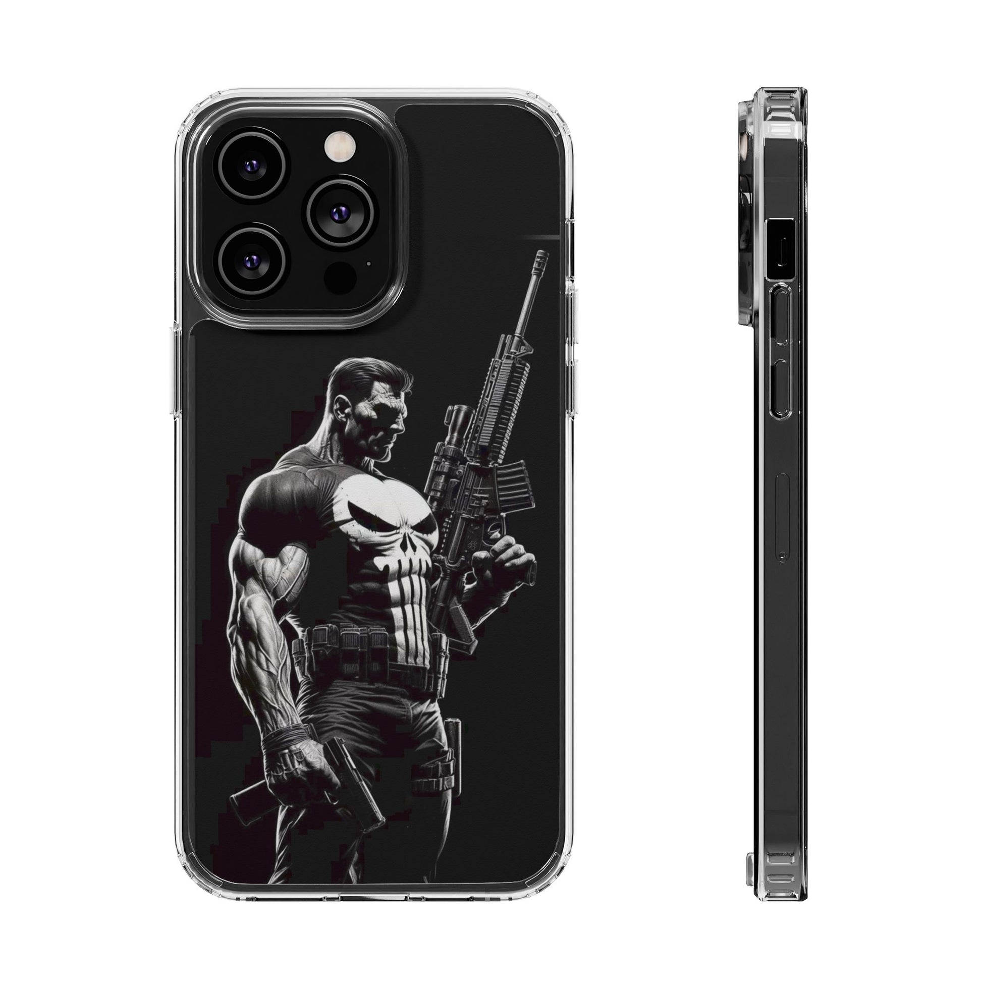 Phone Case, Comic book Inspired Design Punisher, Clear Phone Cover, Funny