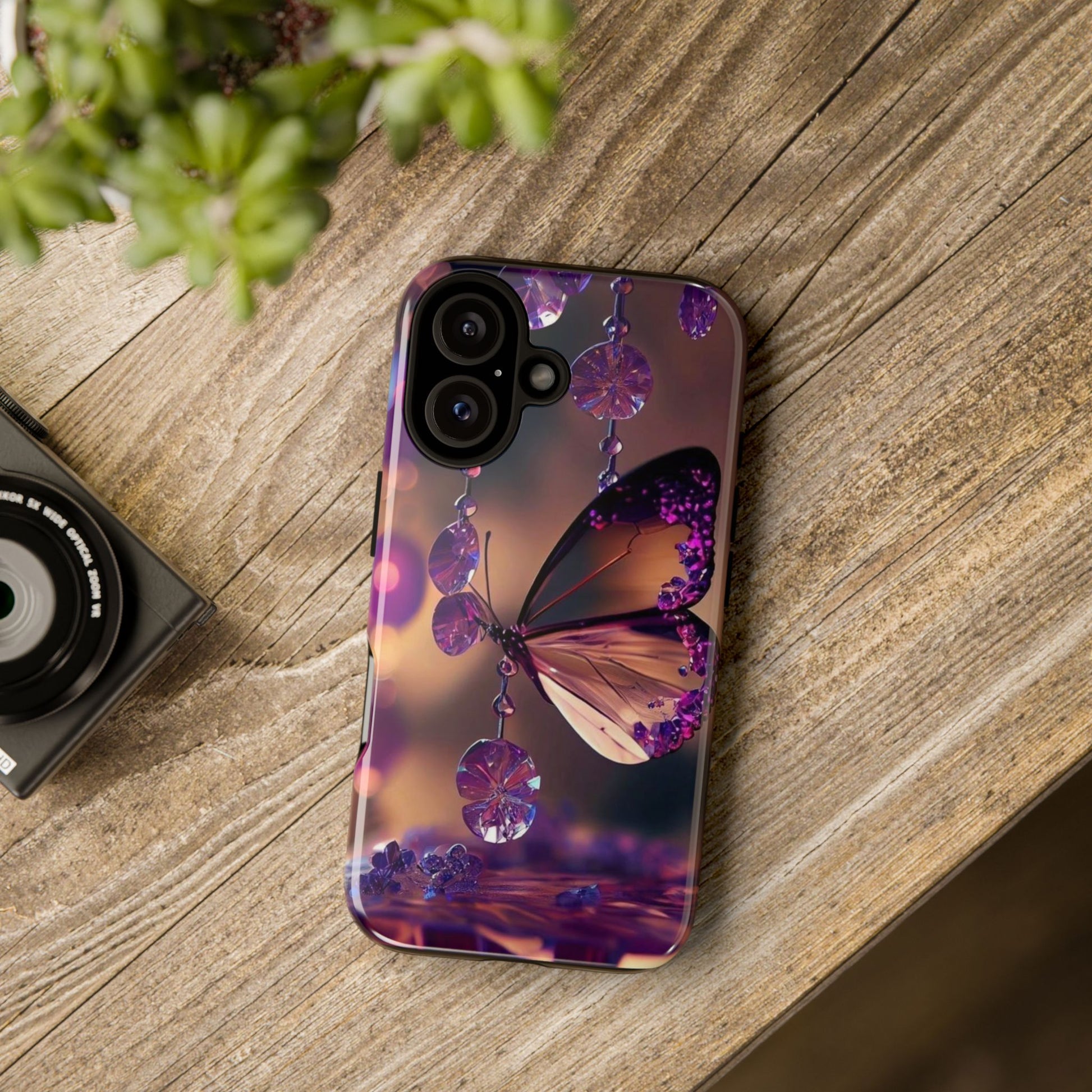 Purple Butterfly Tough Cases for iPhones, Samsung, and Pixel