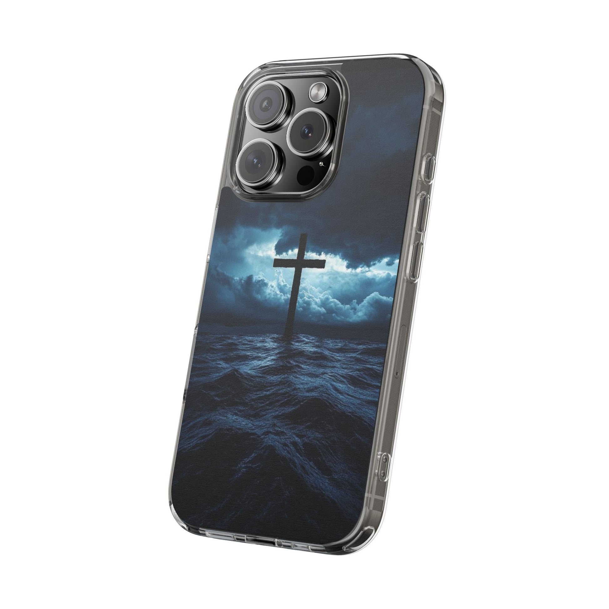 Christian Cross Storm Clear Case - Religious iPhone Samsung Cover, Faith Phone