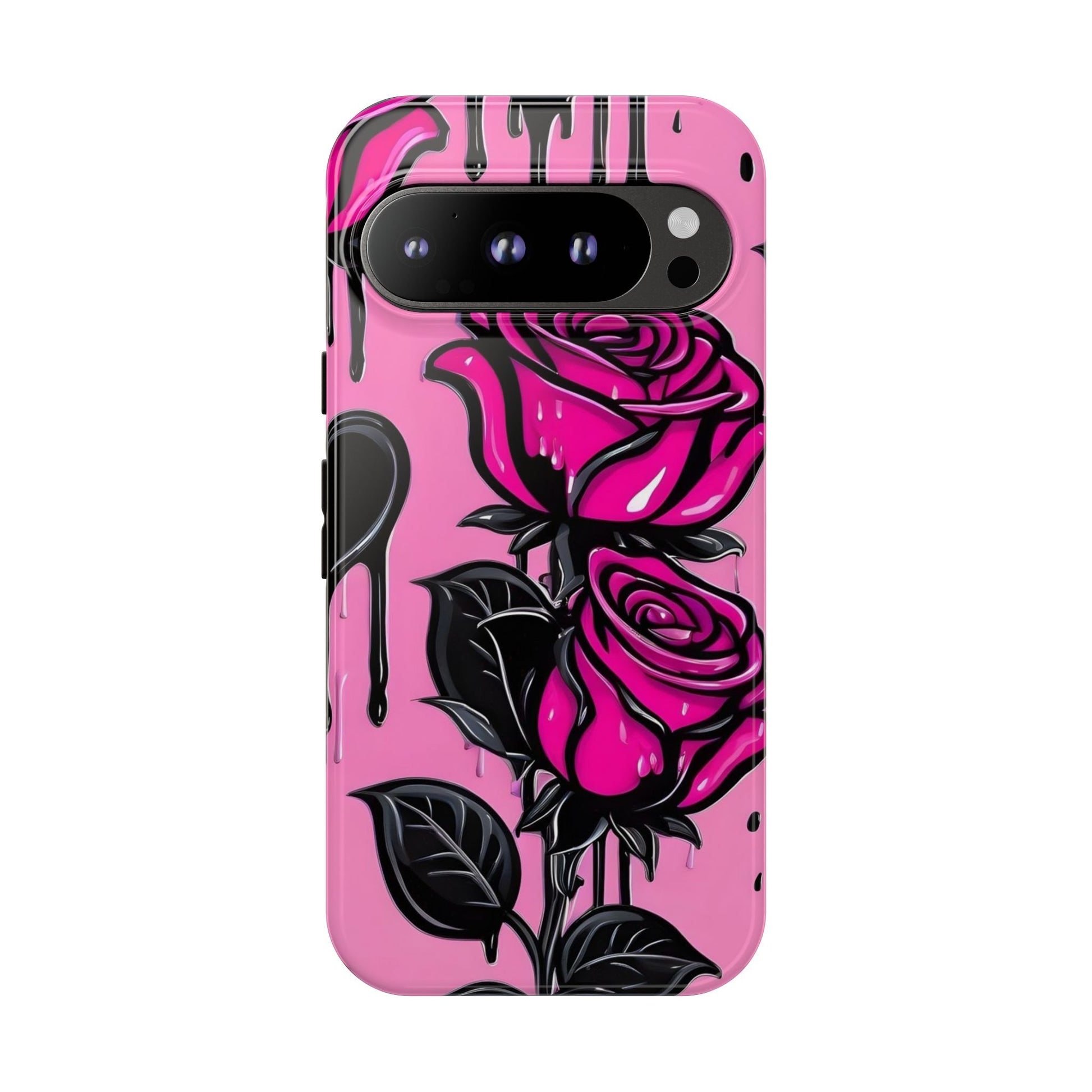 Pink Rose Tough Girly Cases for iPhones, Samsung, and Pixel