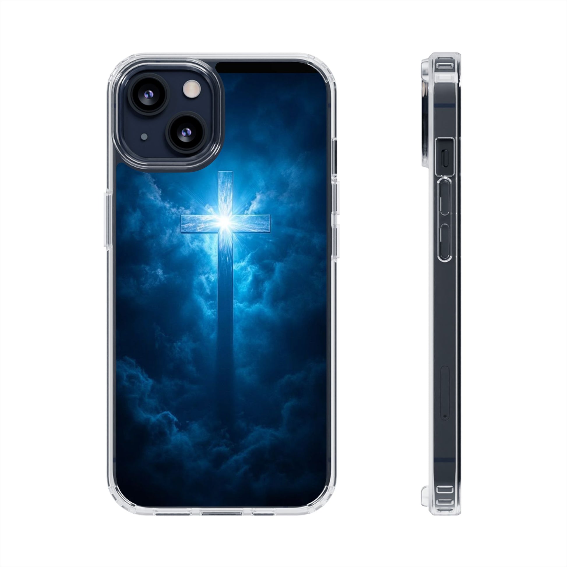 Religious Phone Case, Christian Cross in Clouds Art, Phone Accessories, Samsung