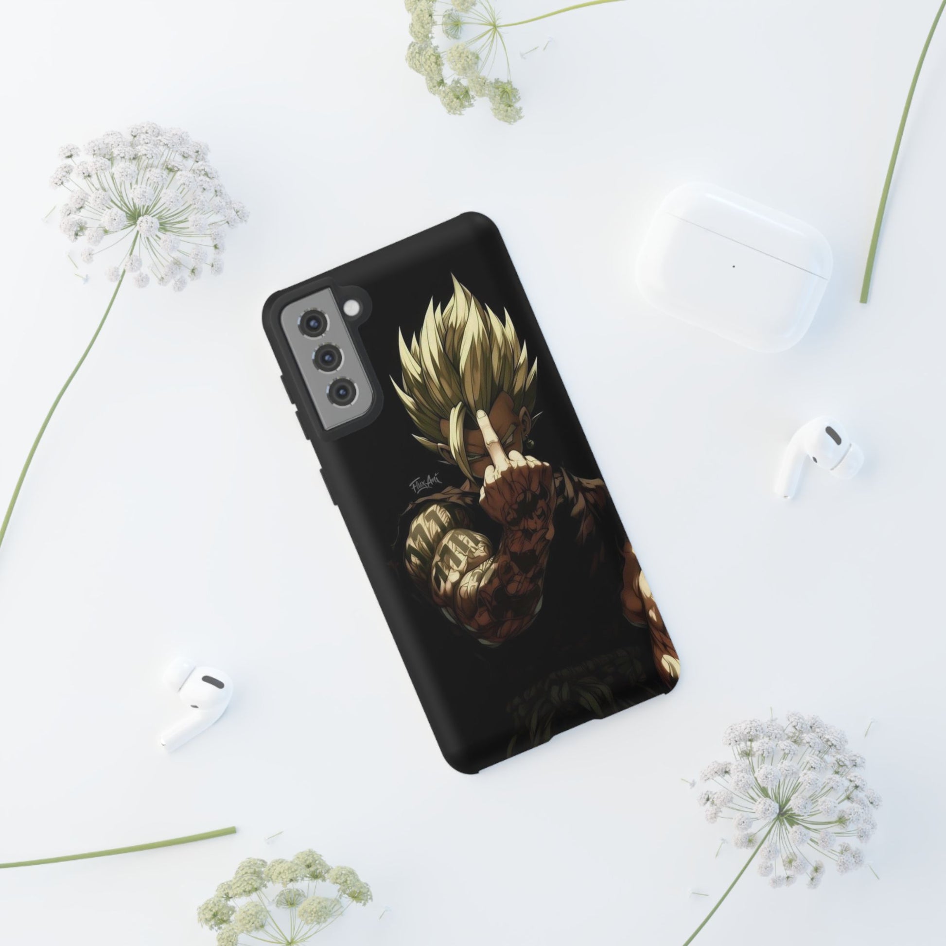 Middle Finger SS Goku Dragon Ball Z Tough Cases for iPhones, Samsung, and Pixel