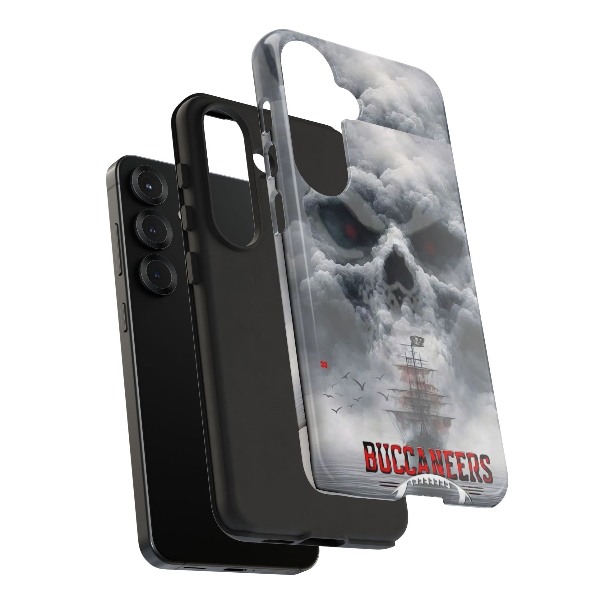 Skull Pirate Ship Football Buccaneers Tough Cases for iPhones, Samsung, and Pixel