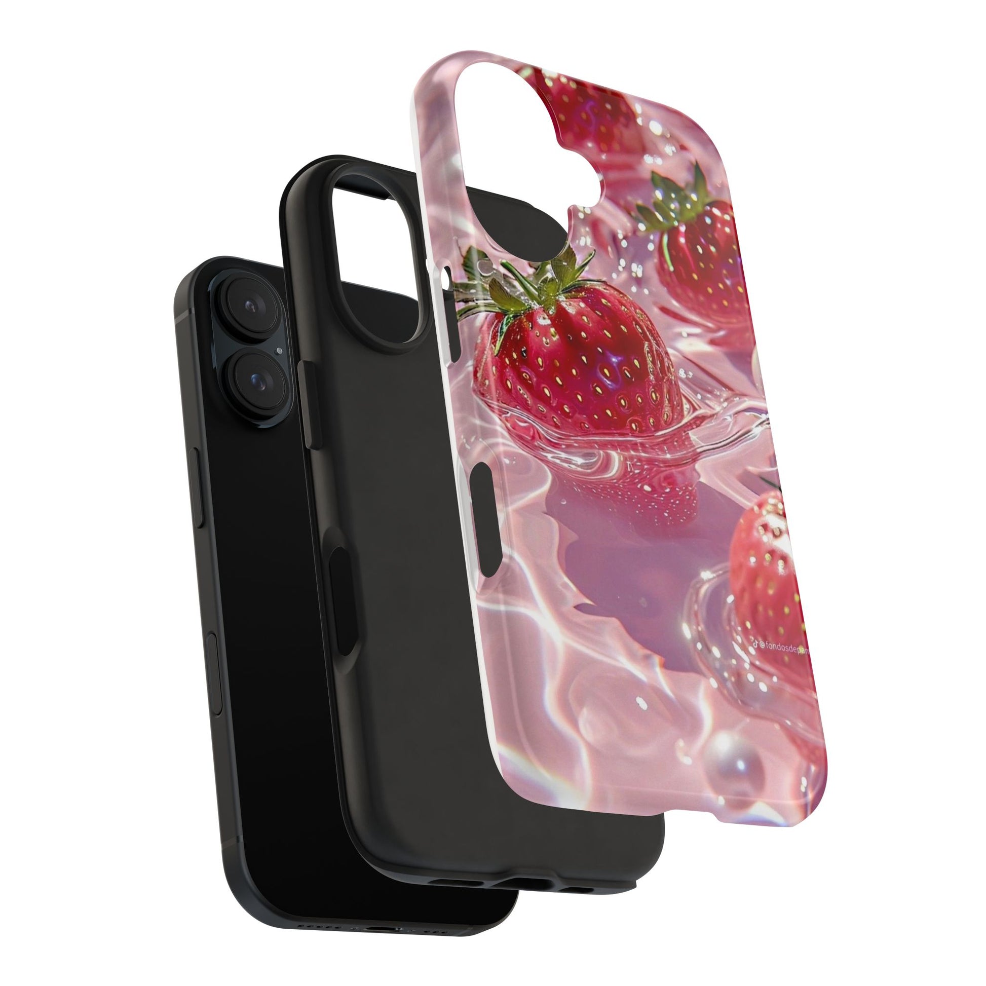 Floating Strawberries Themed Tough Phone Cases for Iphones & Samsung Phones