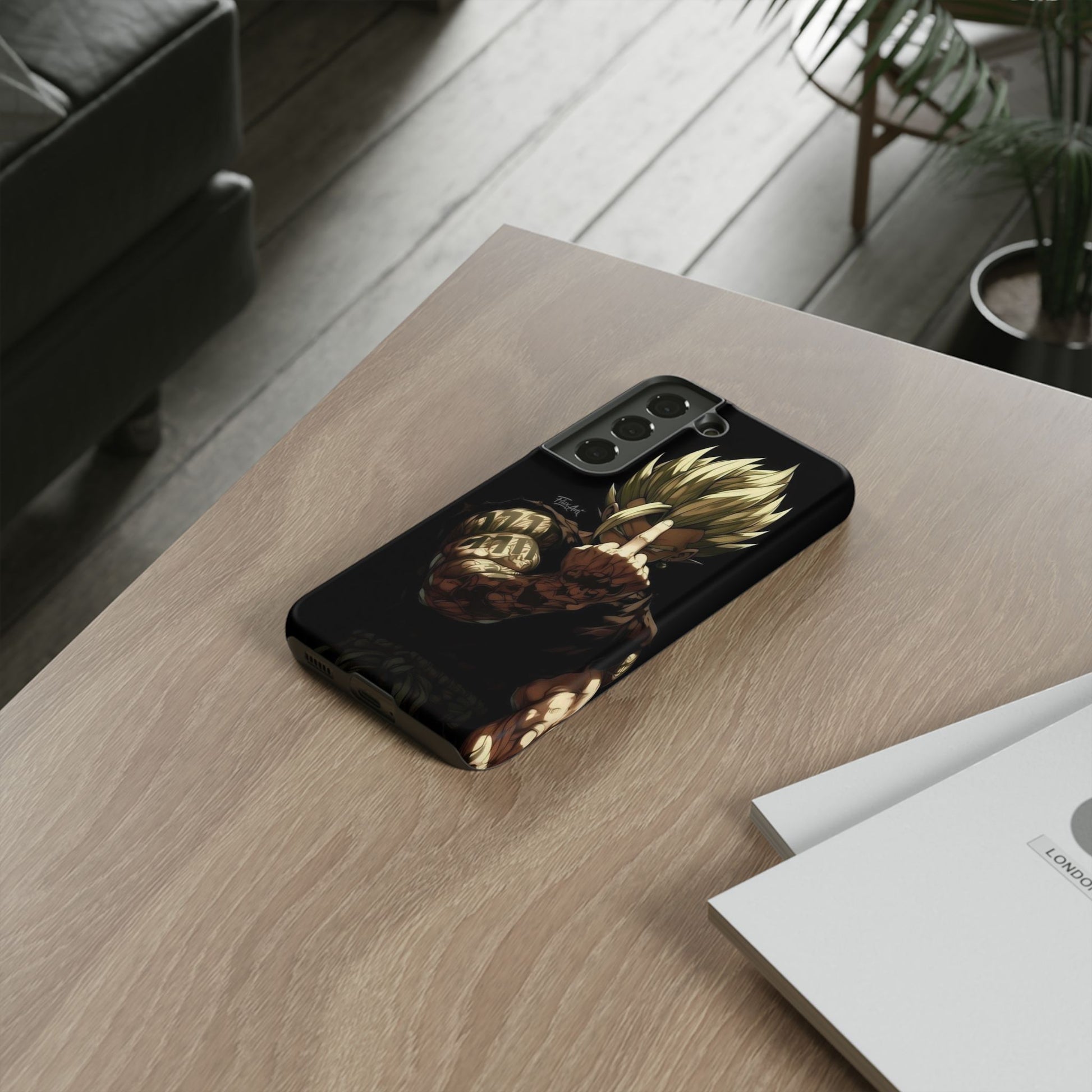 Middle Finger SS Goku Dragon Ball Z Tough Cases for iPhones, Samsung, and Pixel