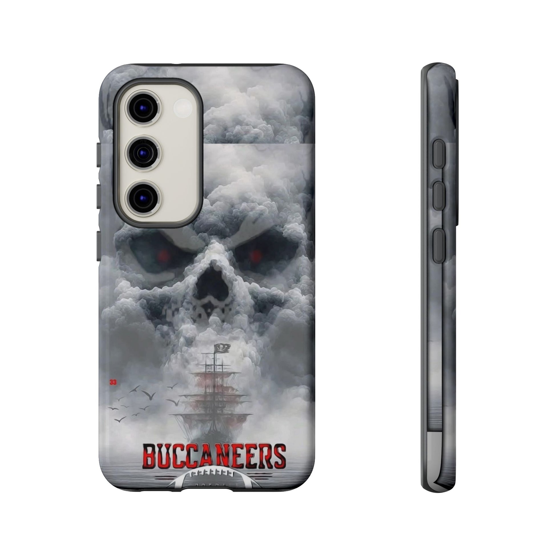 Skull Pirate Ship Football Buccaneers Tough Cases for iPhones, Samsung, and Pixel